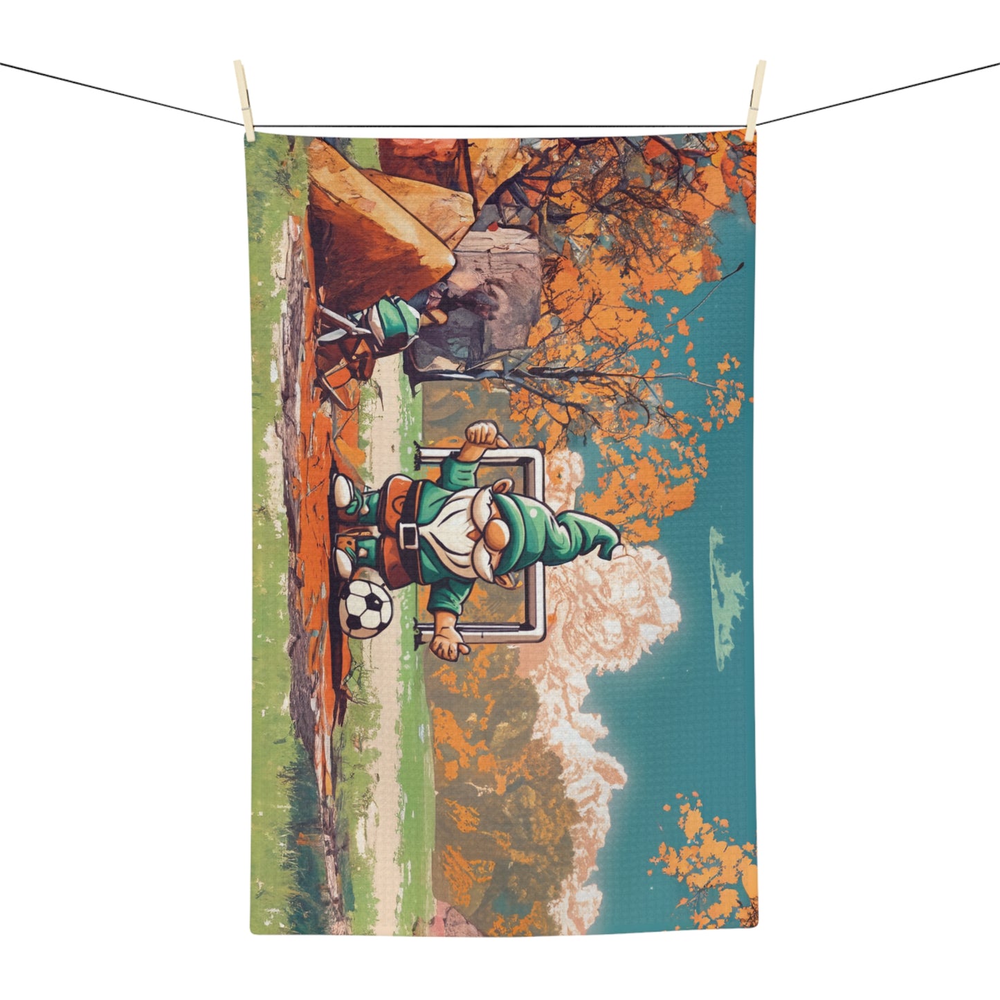 Microfiber Tea Towel Gnome Soccer