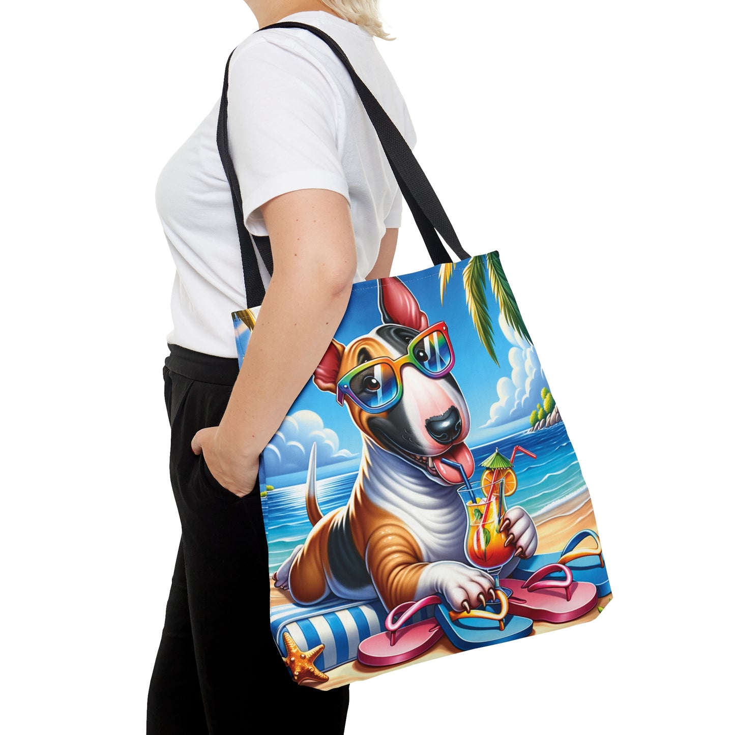 Tote Bag, Dog on Beach, Bull Terrier, Tote bag,  awd-1201