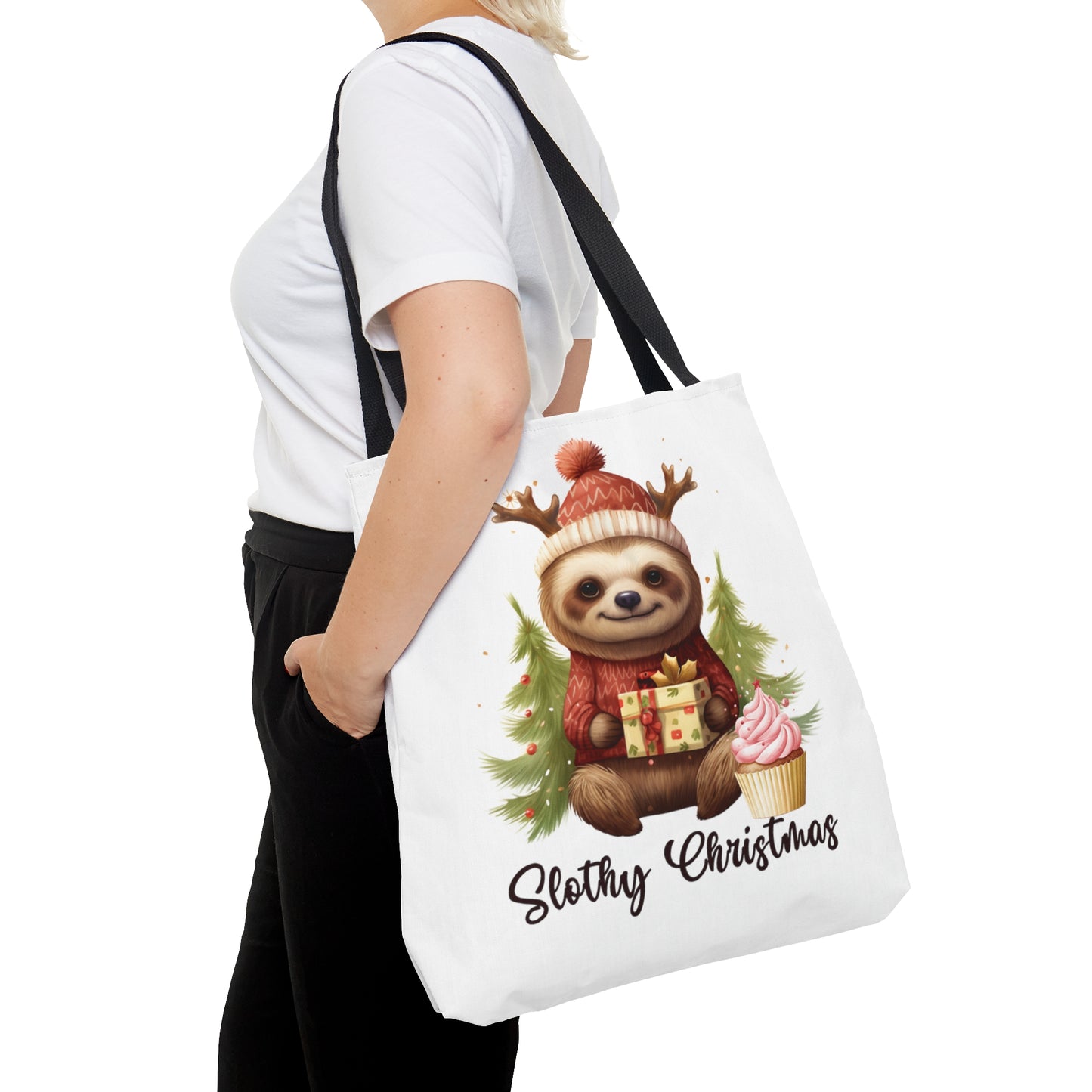 Tote Bag, Christmas, Sloth, Personalised/Non-Personalised Tote bag