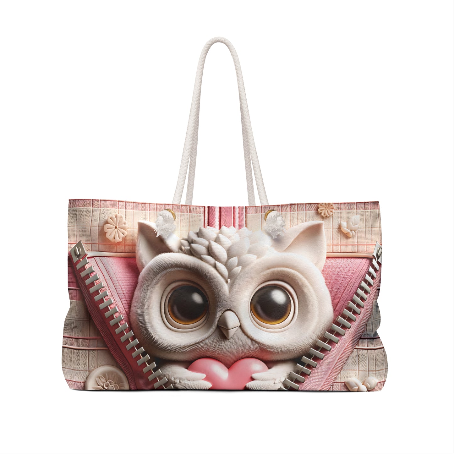 Personalised/Non-Personalised Weekender Bag, Cute Owl, Valentines Day, Large Weekender Bag, Beach Bag, Book Bag