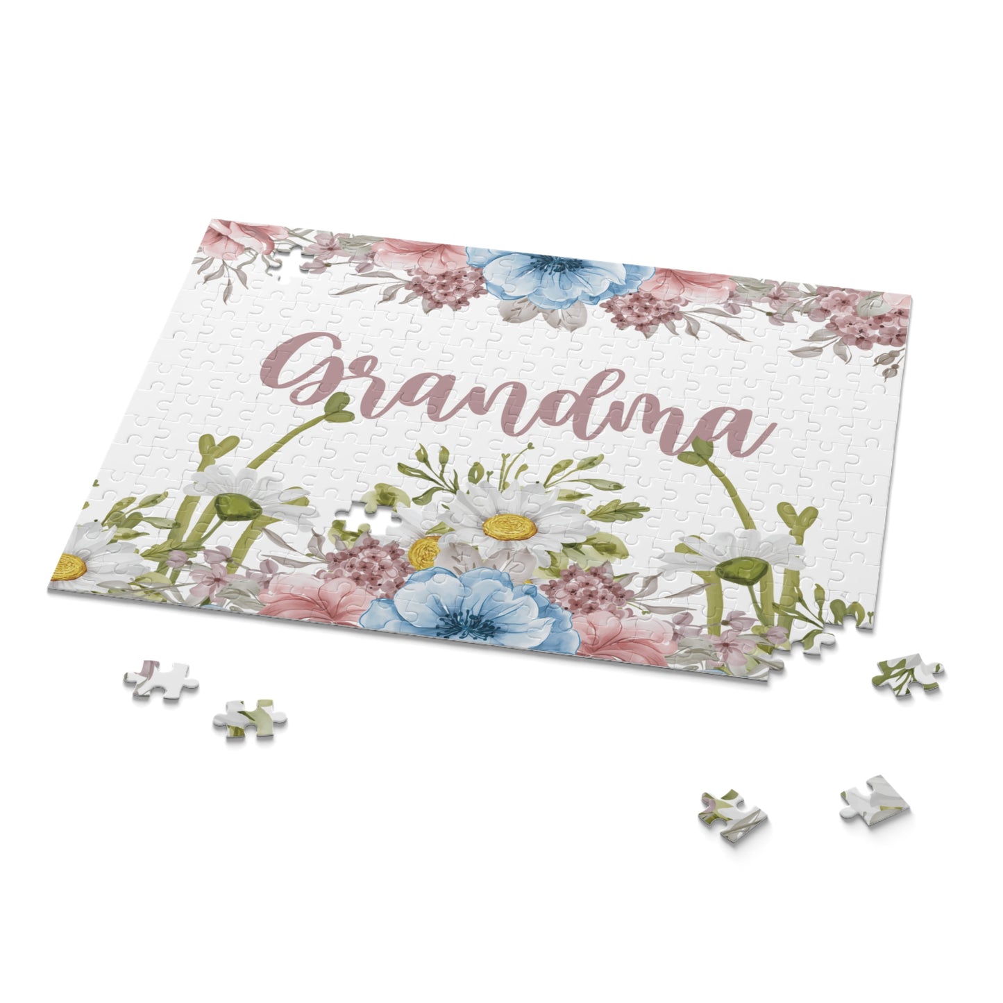 Personalised/Non-Personalised Puzzle, Floral, Grandma (120, 252, 500-Piece)