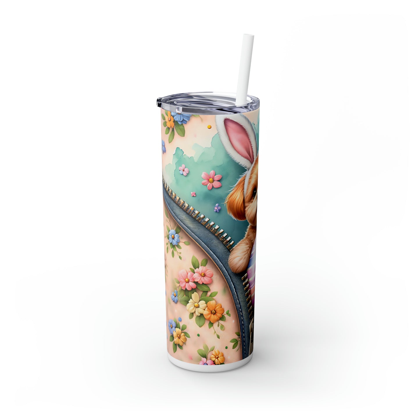 Skinny Tumbler with Straw, 20oz, Easter, Dog, awd-1310