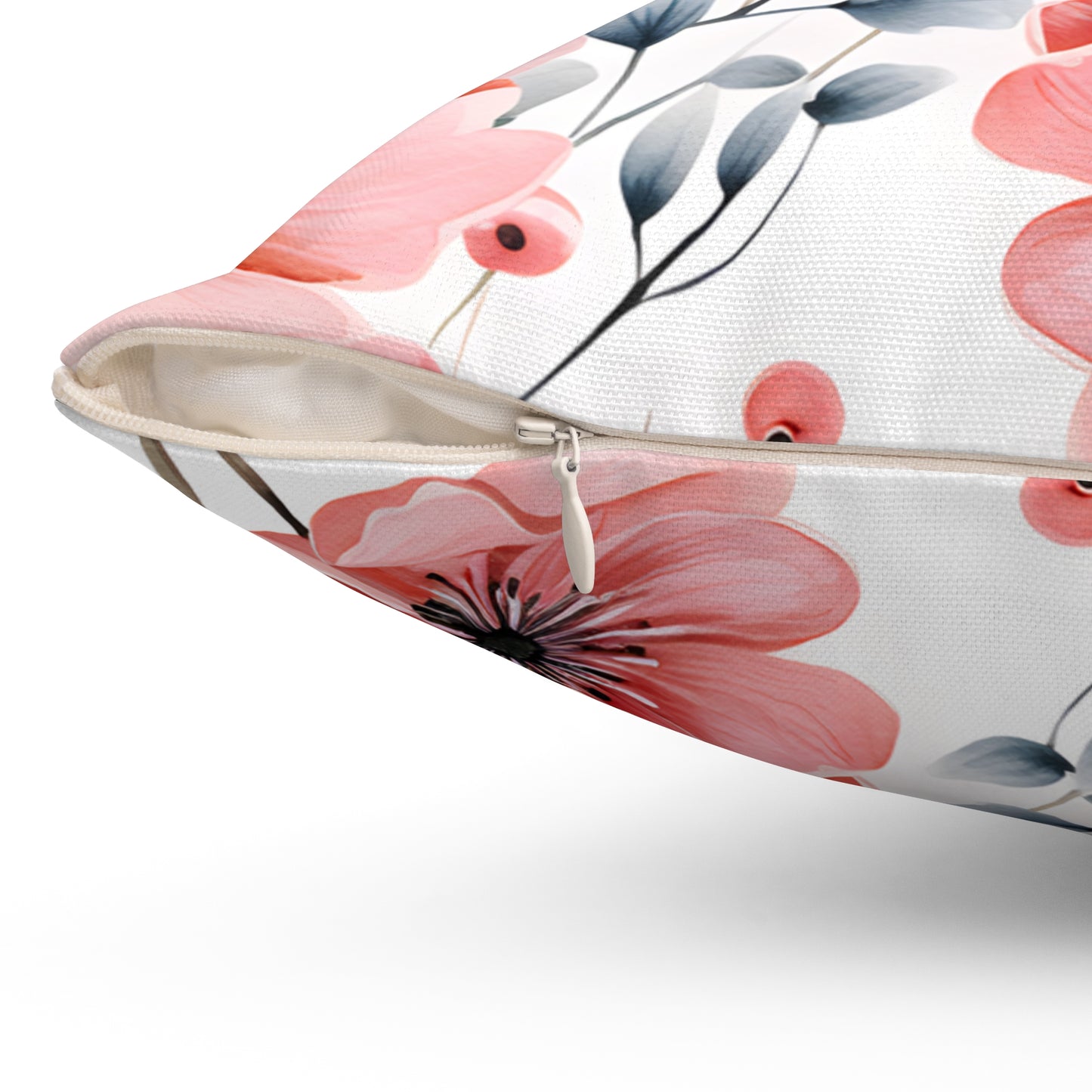 Spun Polyester Square Pillow, Floral Cushion