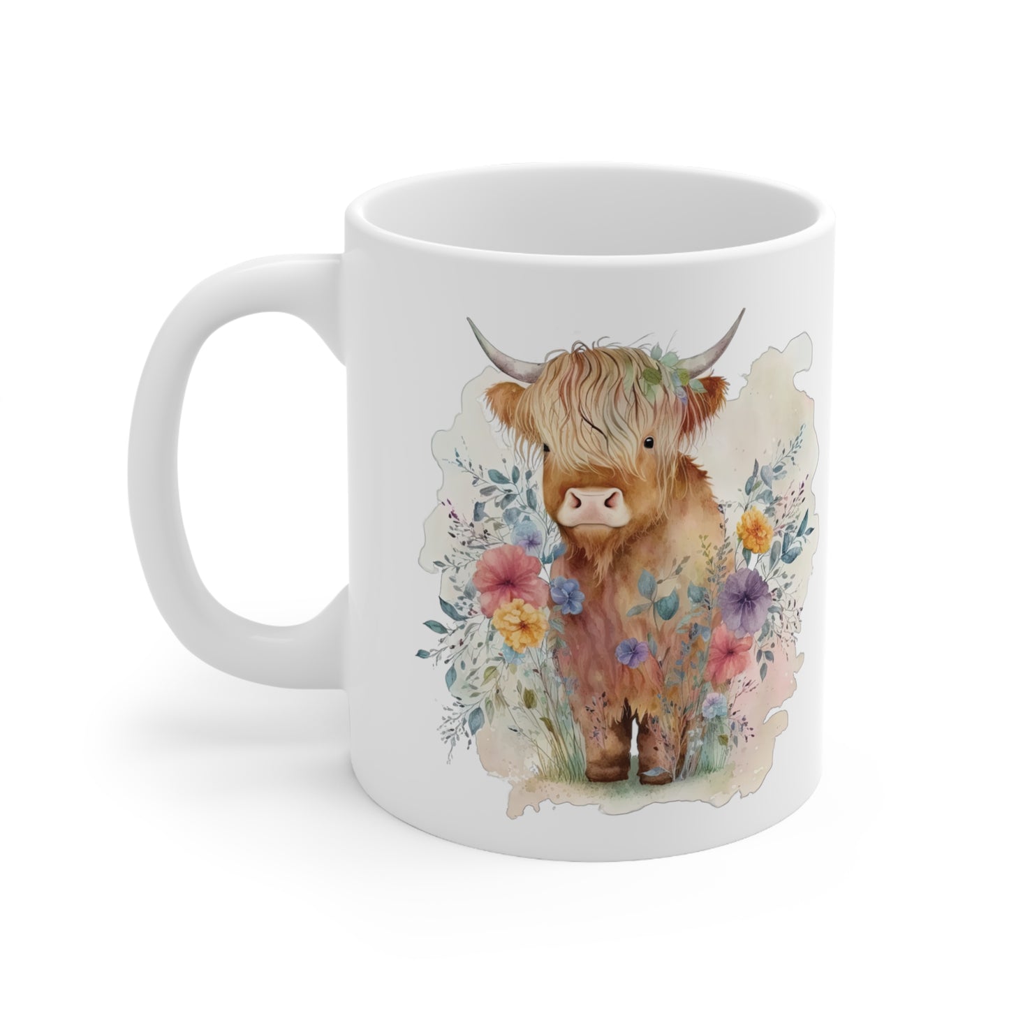 Personalised/Non Personalised Highland Cow, Ceramic Mug 11oz, Highland Cow Mug