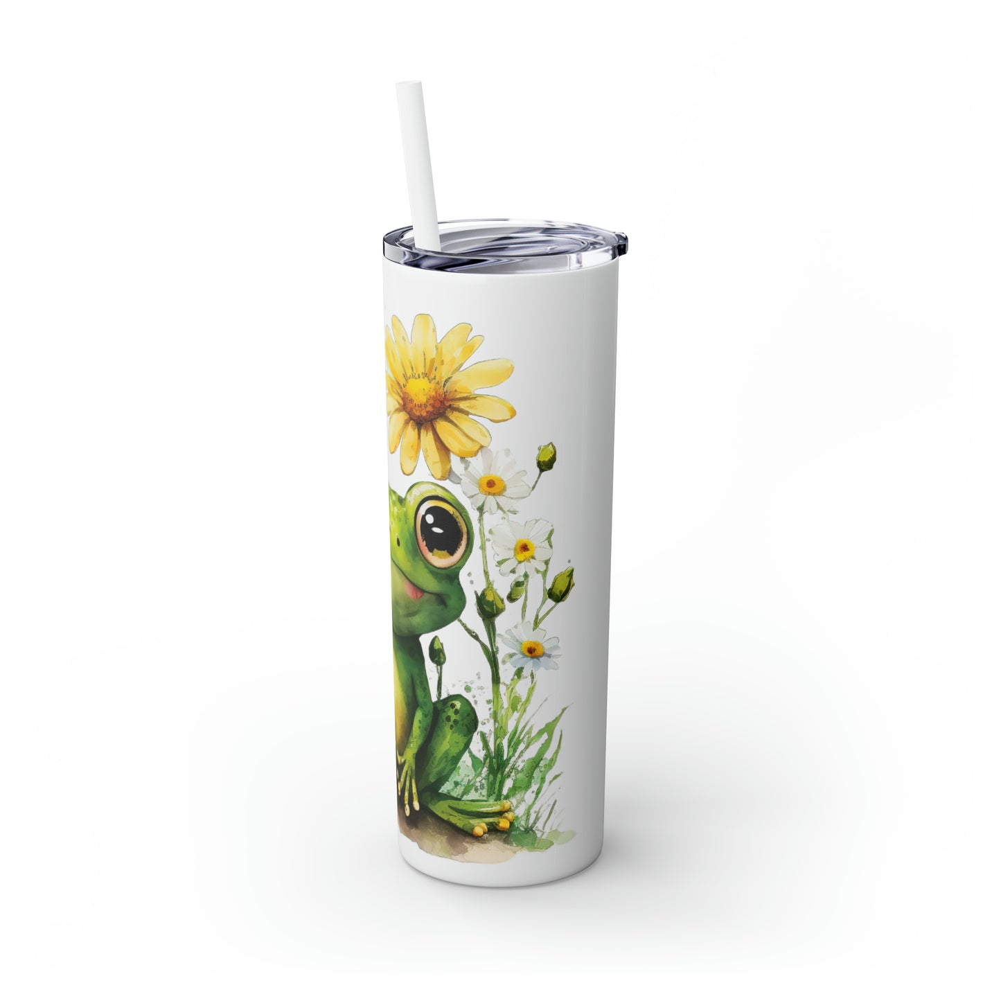 Skinny Tumbler with Straw, 20oz, Frog, awd-542