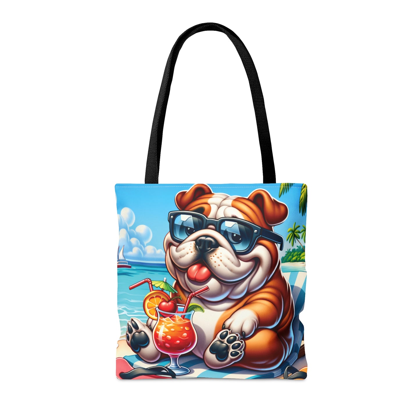 Tote Bag, Dog on Beach, English Bulldog, Tote bag, awd-1210