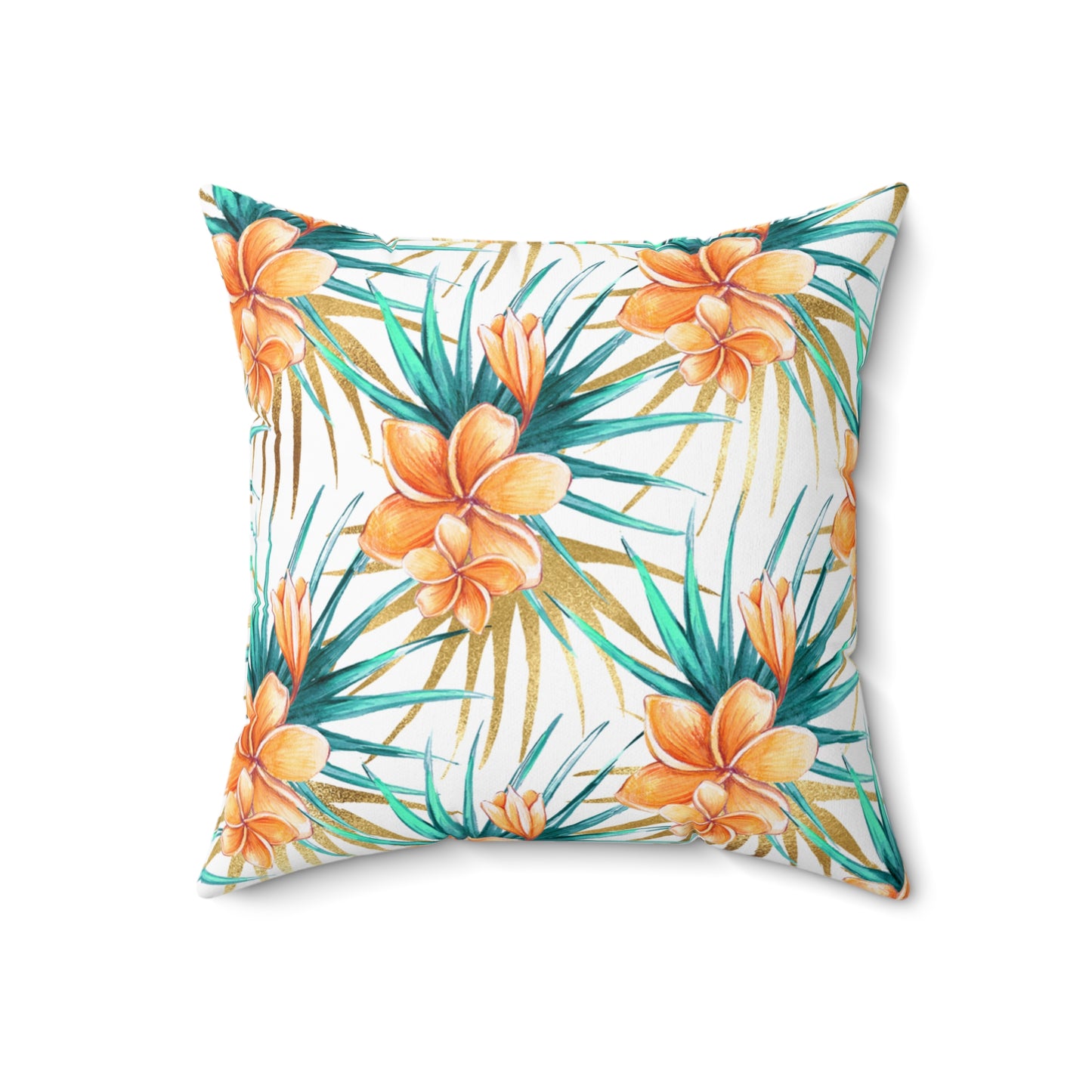 Spun Polyester Square Pillow, Summer Floral Cushion