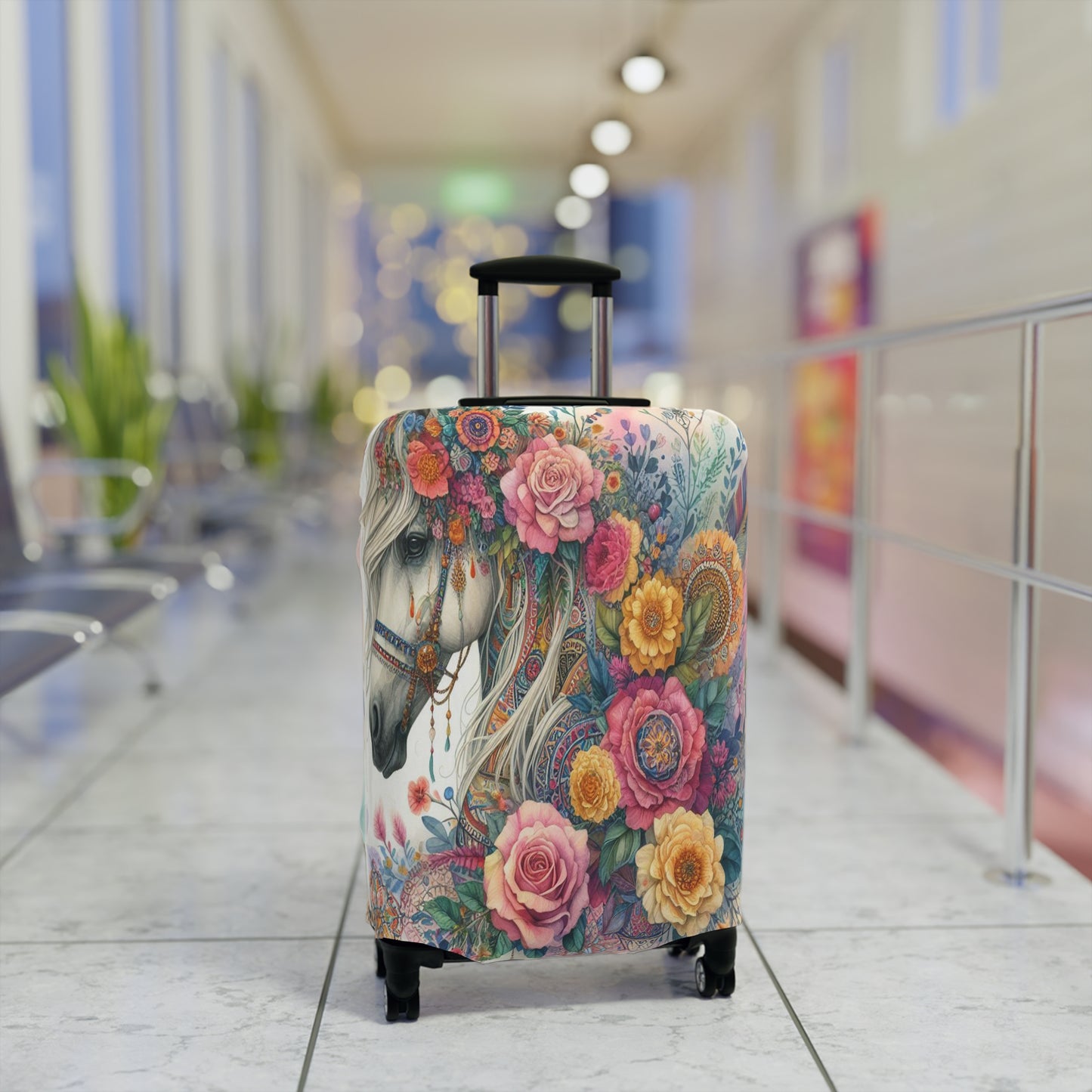 Luggage Cover, Country and Western, Boho Floral Horse, awd-1741