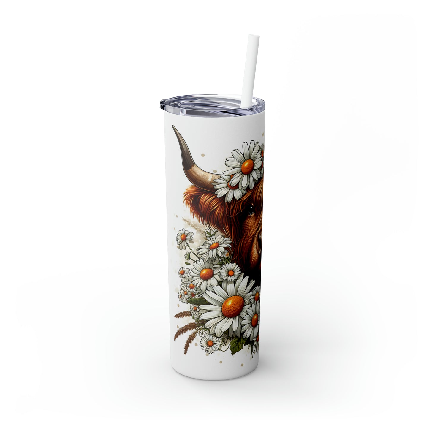 Skinny Tumbler with Straw, 20oz Highlander Cow, awd-436