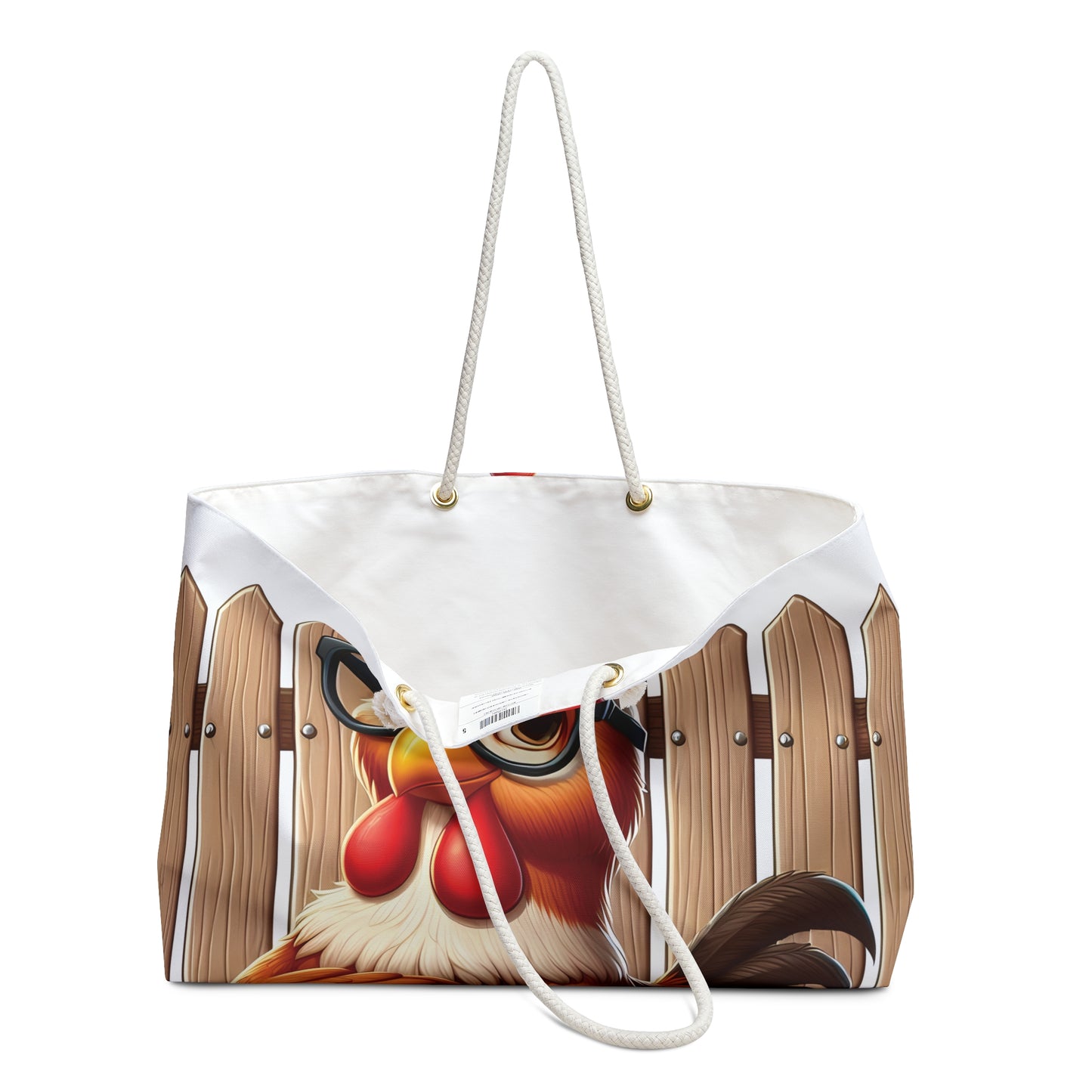 Personalised/Non-Personalised Weekender Bag, Chicken/Rooster, Large Weekender Bag, Beach Bag, Book Bag