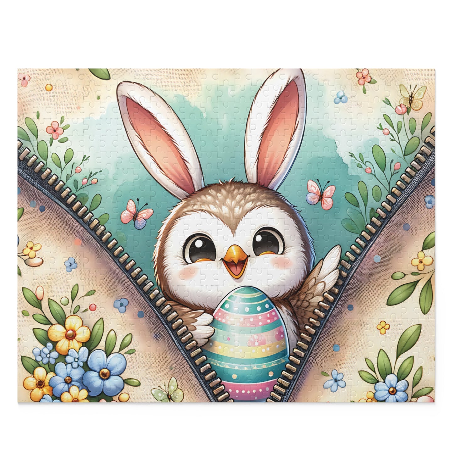 Personalised/Non-Personalised Puzzle, Easter, Owl with Bunny ears (120, 252, 500-Piece)