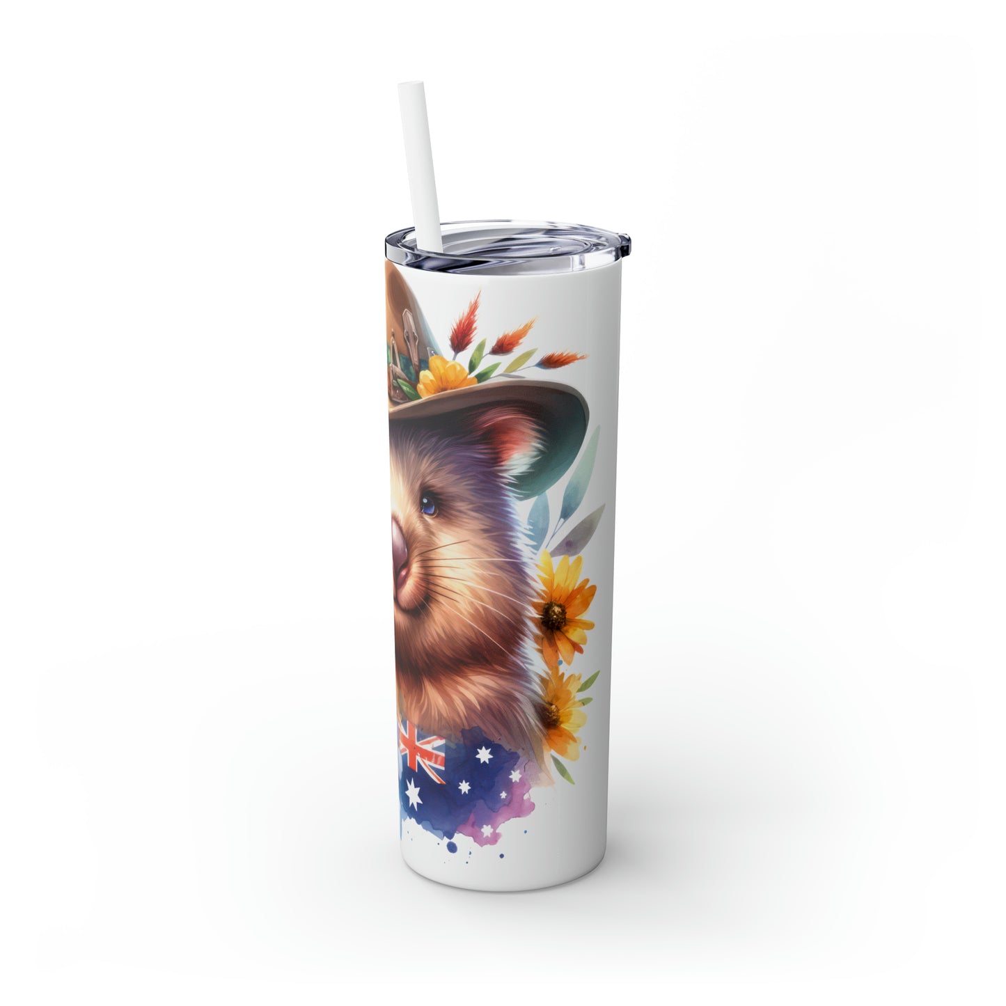 Skinny Tumbler with Straw, 20oz, Australian Animal, Wombat, awd-1320