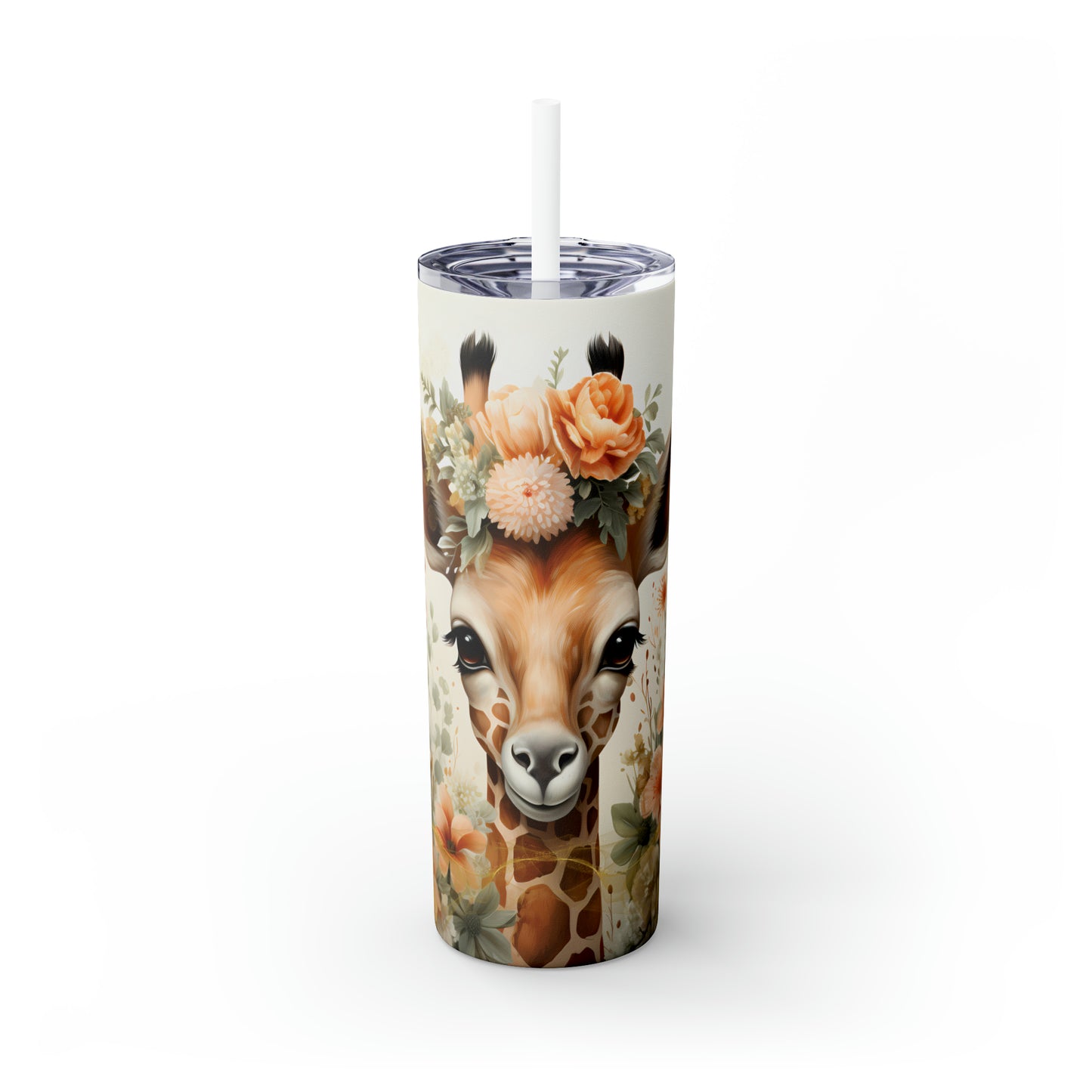 Skinny Tumbler with Straw, 20oz, Giraffe, awd-422