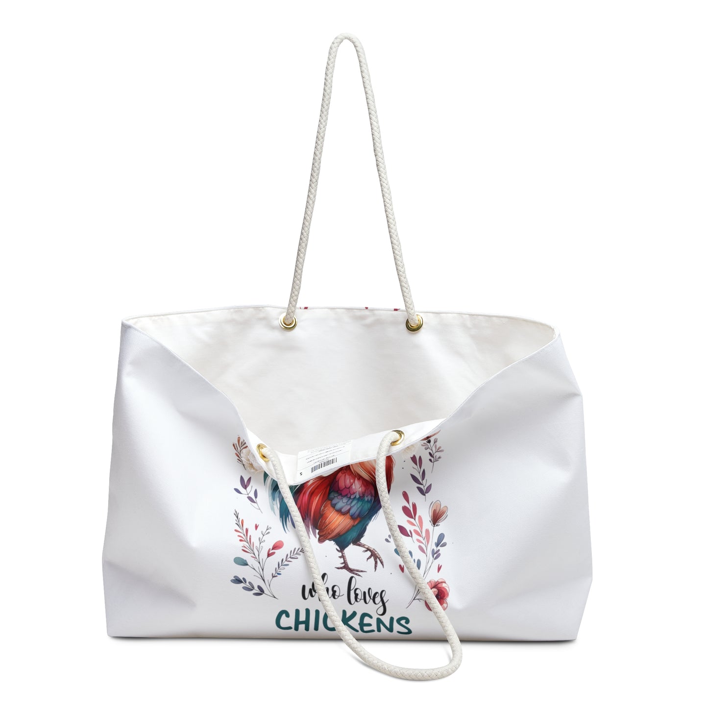 Personalised/Non-Personalised Weekender Bag, Chickens, Quote, Just A Girl Who Loves Chickens, Large Weekender Bag, Beach Bag, Book Bag