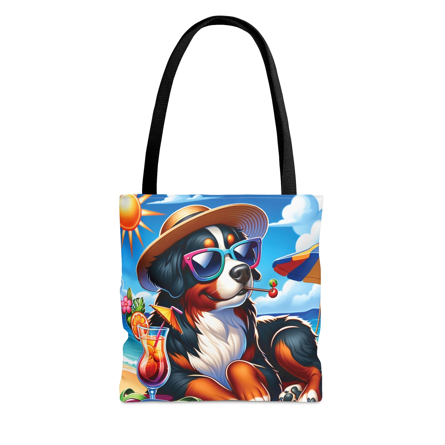 Tote Bag, Dog on Beach, Bernese Mountain, Tote bag, awd-1108