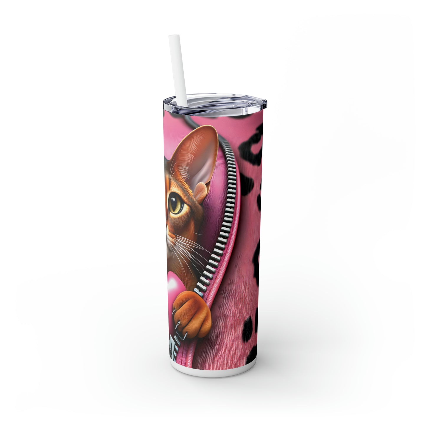 Skinny Tumbler with Straw, 20oz, Cat, Valentines Day, awd-742