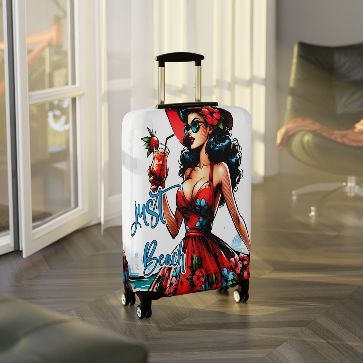 Luggage Cover, Retro Girl, Just Beach, awd-3007