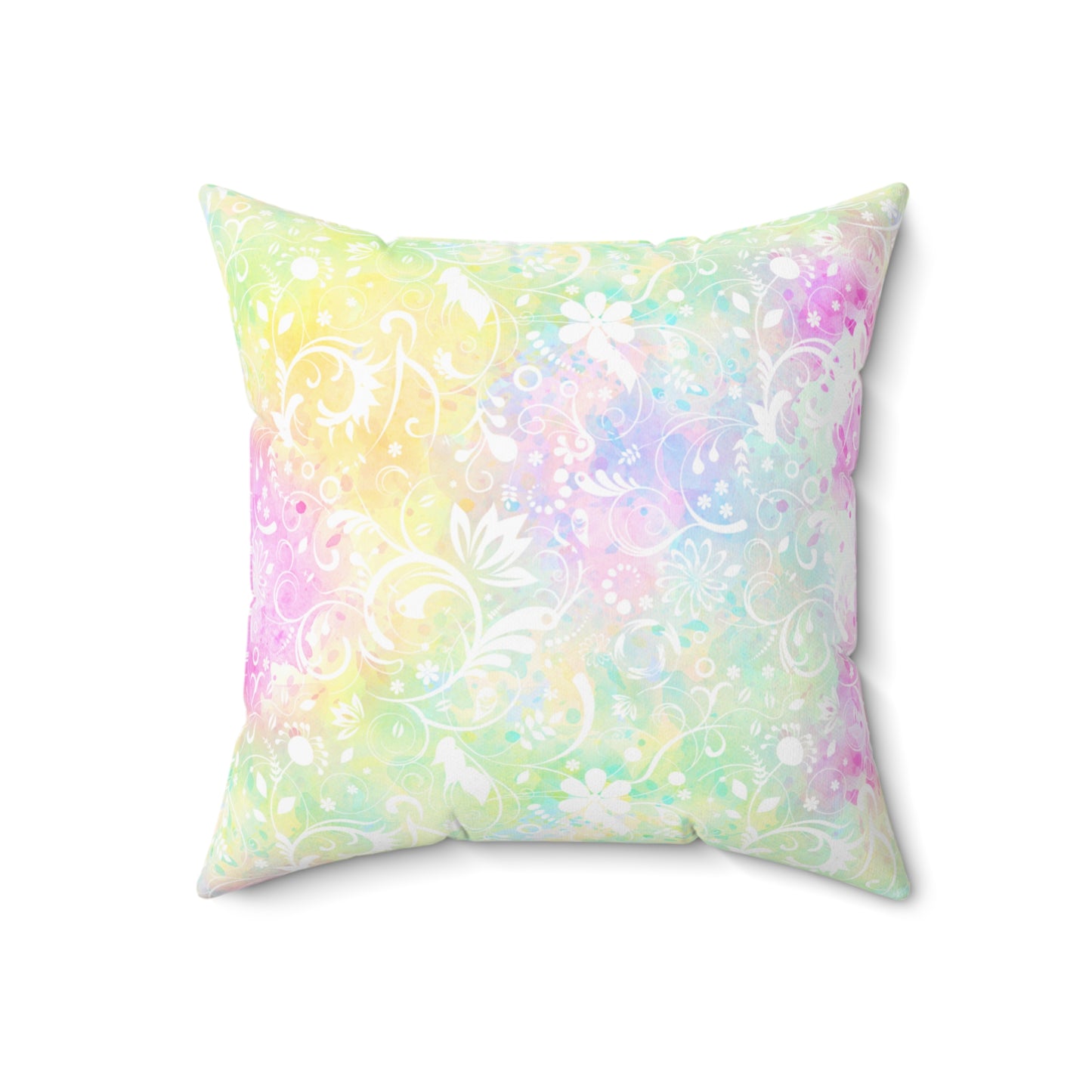 Spun Polyester Square Pillow, Floral Cushion