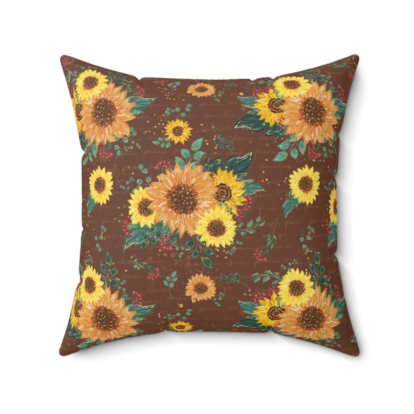 Spun Polyester Square Pillow, Sunflower Cushion, Floral Cushion