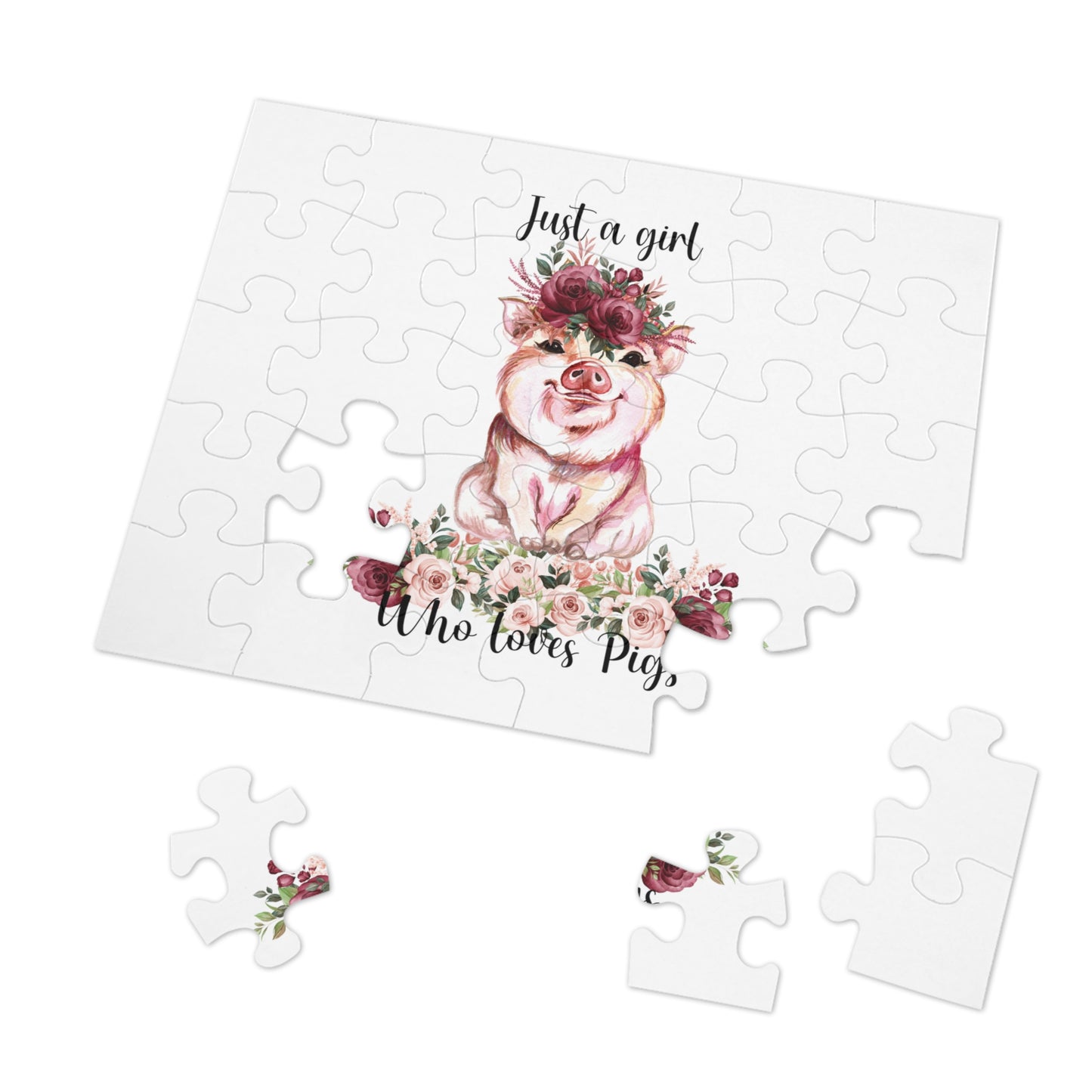 Jigsaw Puzzle, Just a Girl Who Loves Pigs, Personalised/Non-Personalised (30, 110, 252, 500,1000-Piece)