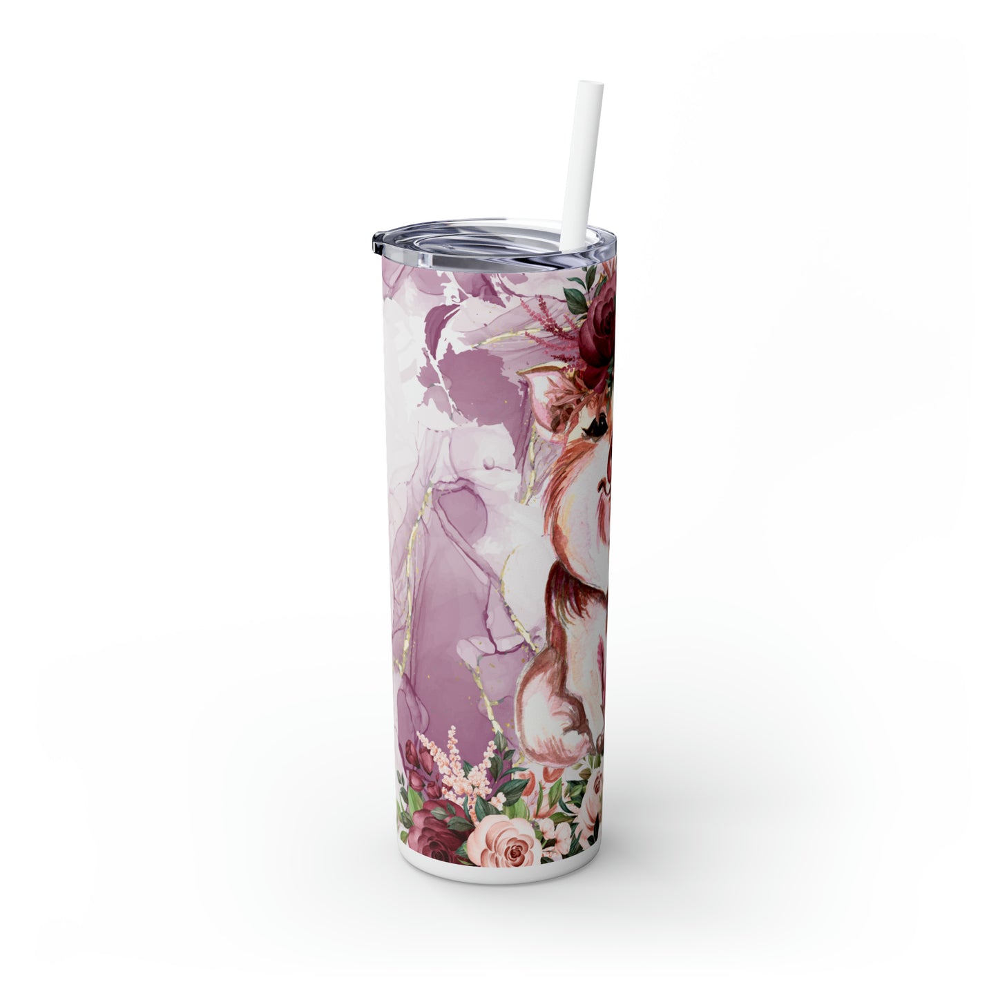 Skinny Tumbler with Straw, 20oz, Pig