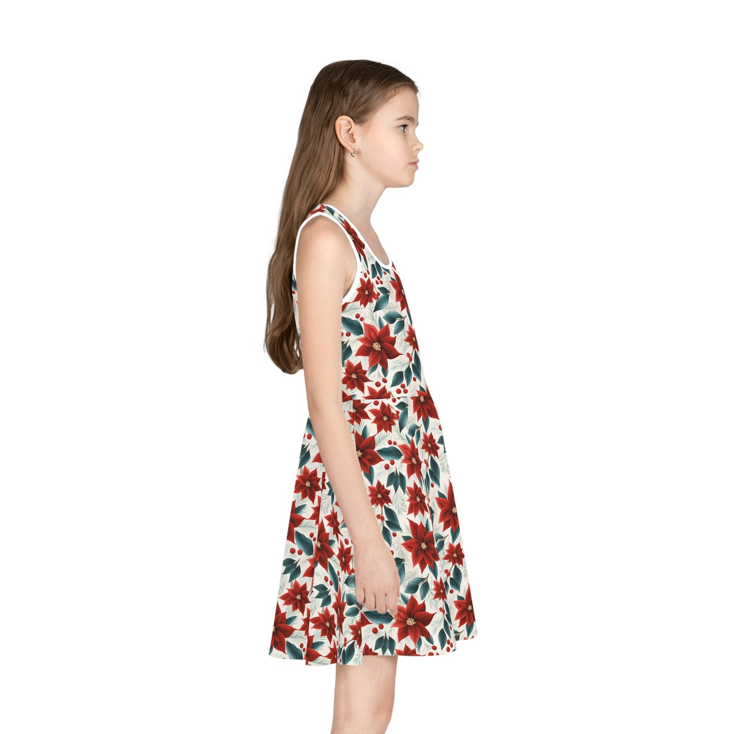 Girls' Sleeveless Sundress Red Poinsettia