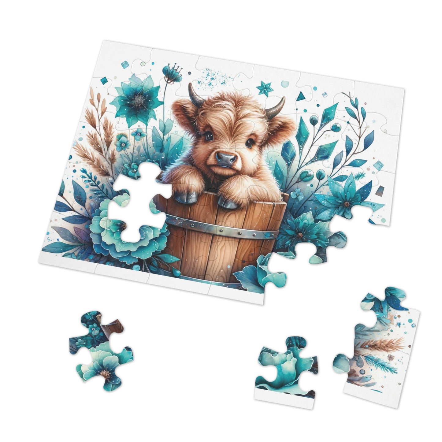 Jigsaw Puzzle, Highland Cow, Personalised/Non-Personalised (30, 110, 252, 500,1000-Piece)