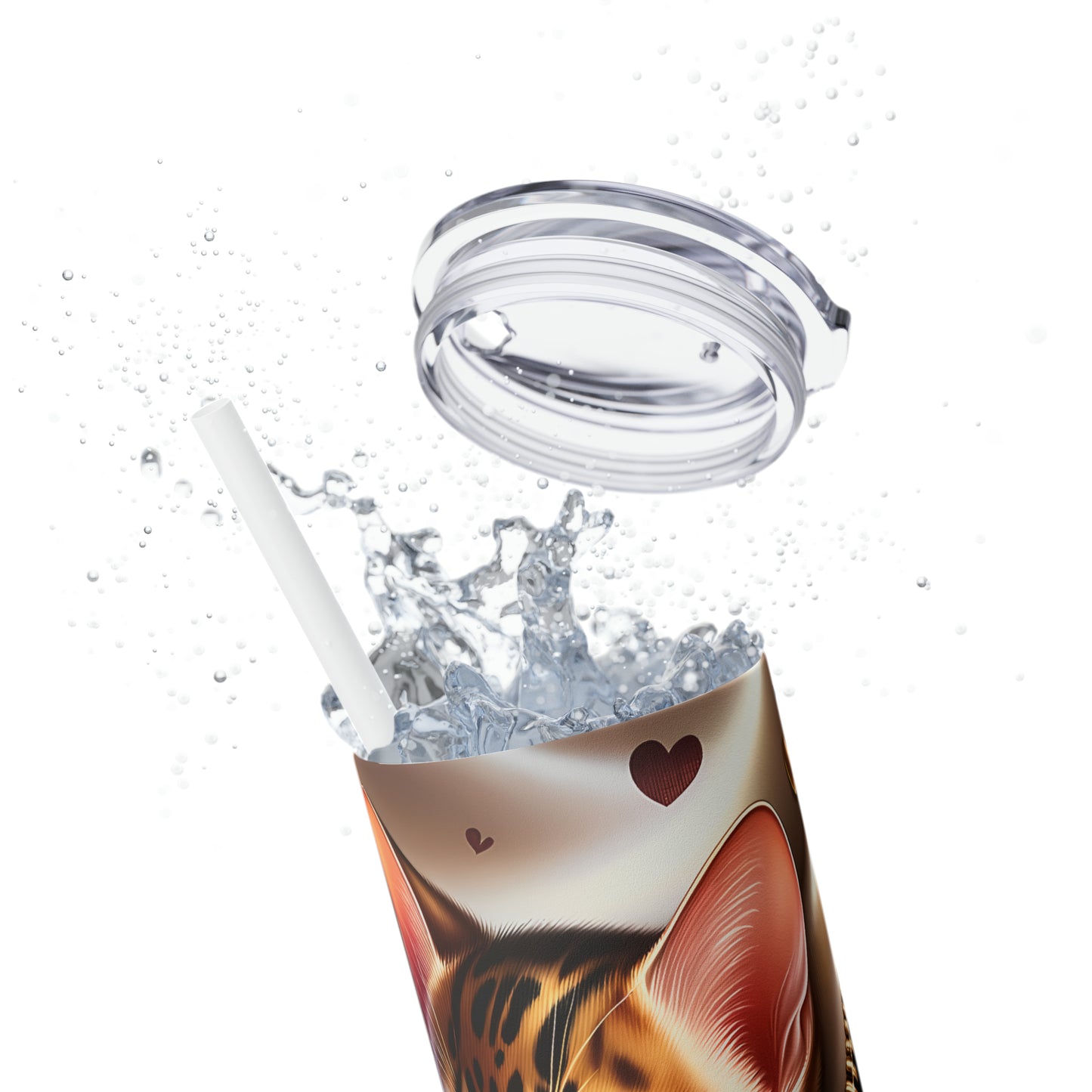 Skinny Tumbler with Straw, 20oz, Cat, Valentines Day, awd-930