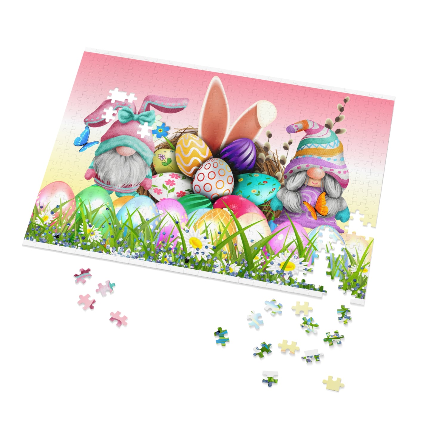 Puzzle, Easter, Gnomes, Personalised/Non-Personalised (30, 110, 252, 500,1000-Piece) awd-631