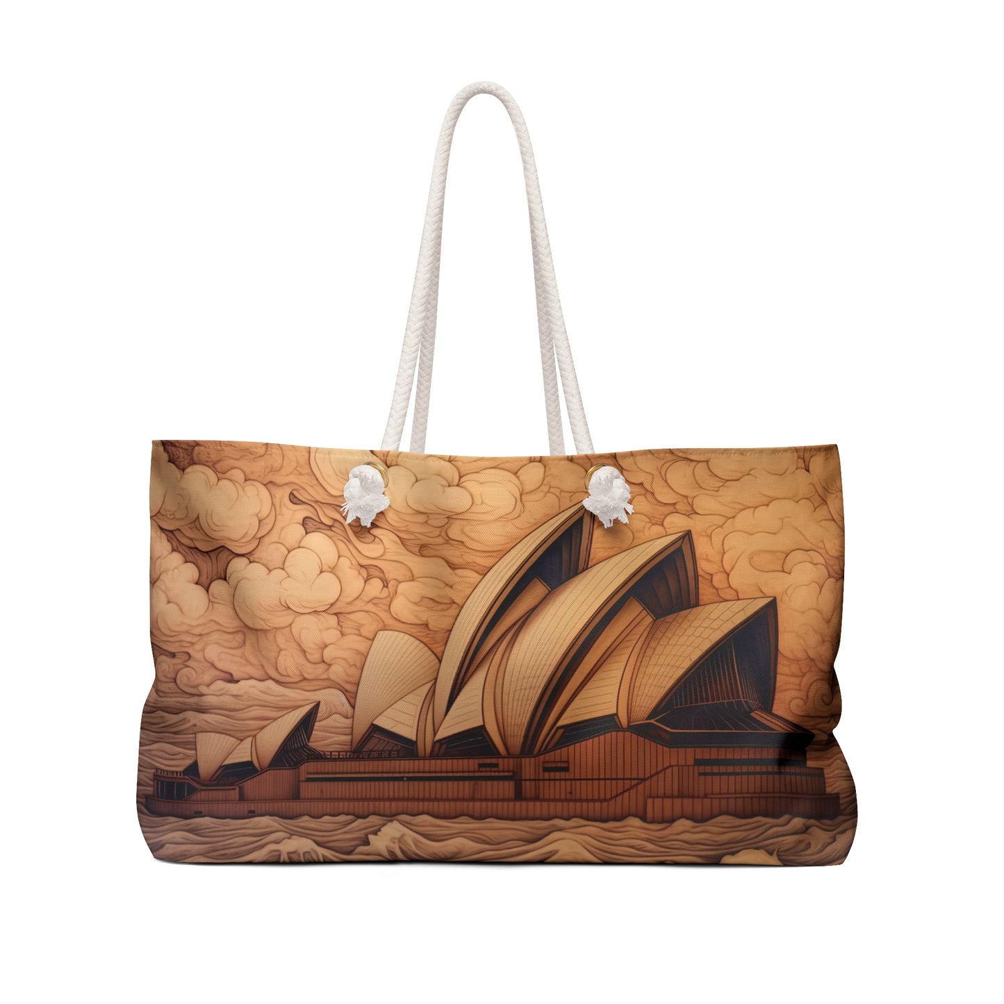 Personalised/Non-Personalised Weekender Bag, Opera House, Sydney, Carving look, Weekender Bag, Beach Bag, Book Bag