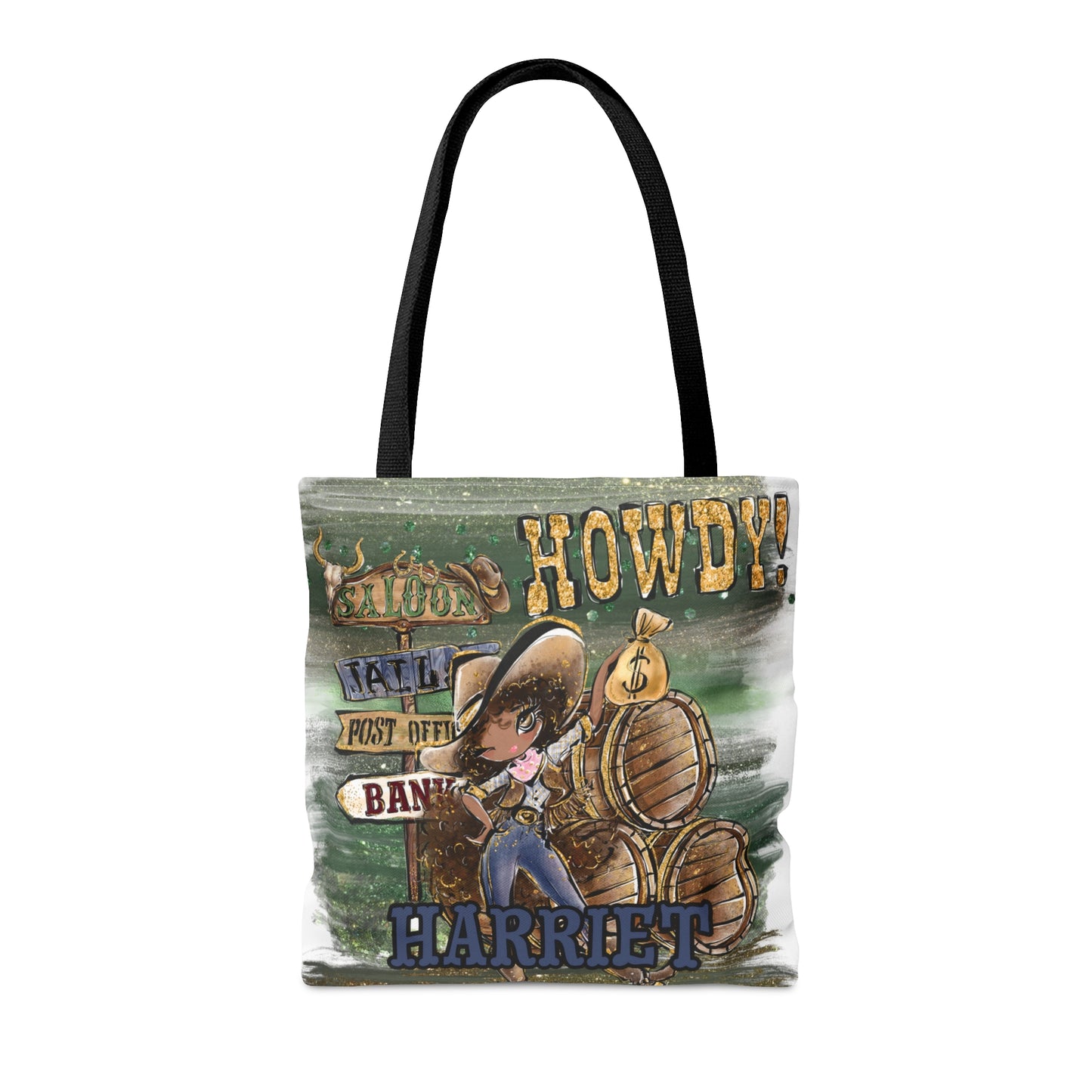 Personalised Tote Bag, Howdy, Brown Curly Hair, Olive Skin, Brown Eyes, Tote bag