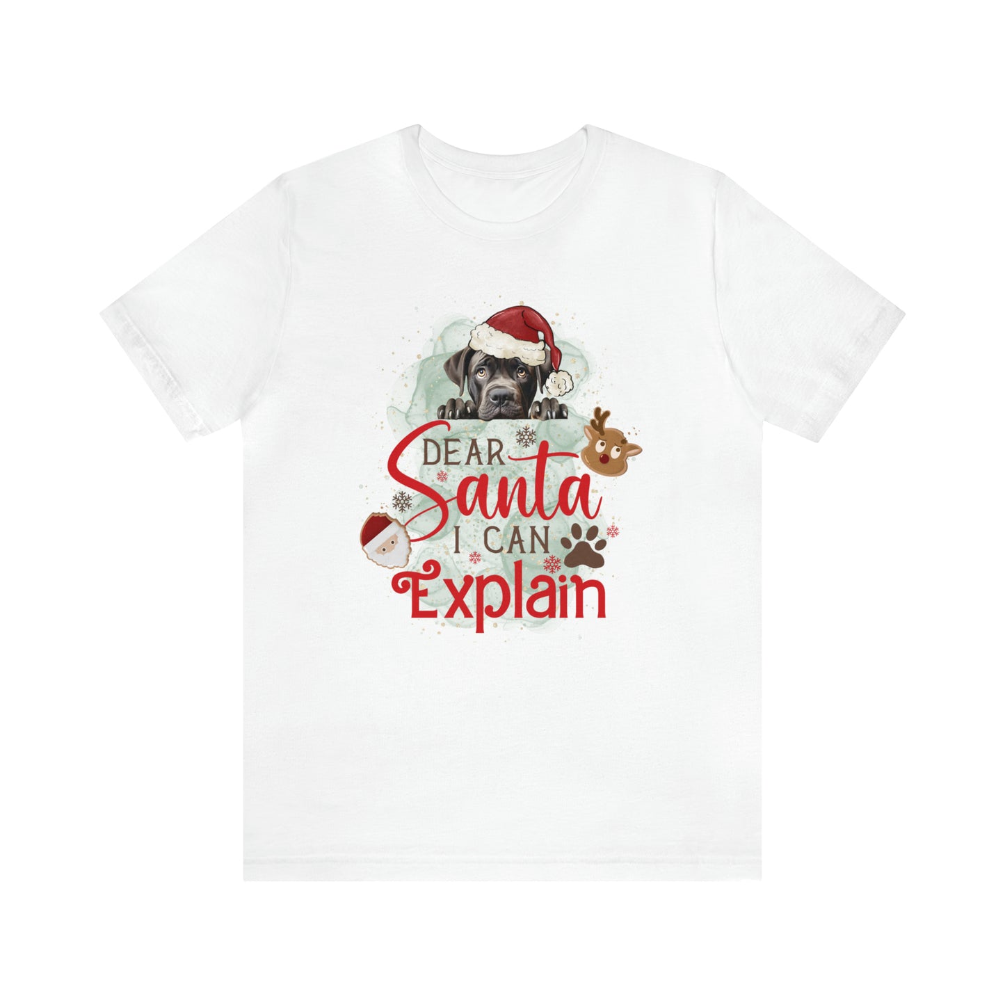 Unisex Jersey Short Sleeve Tee, Dog Paws, Dear Santa I Can Explain, Dear Santa Tee, Christmas Tee, Super Soft 9 Sizes