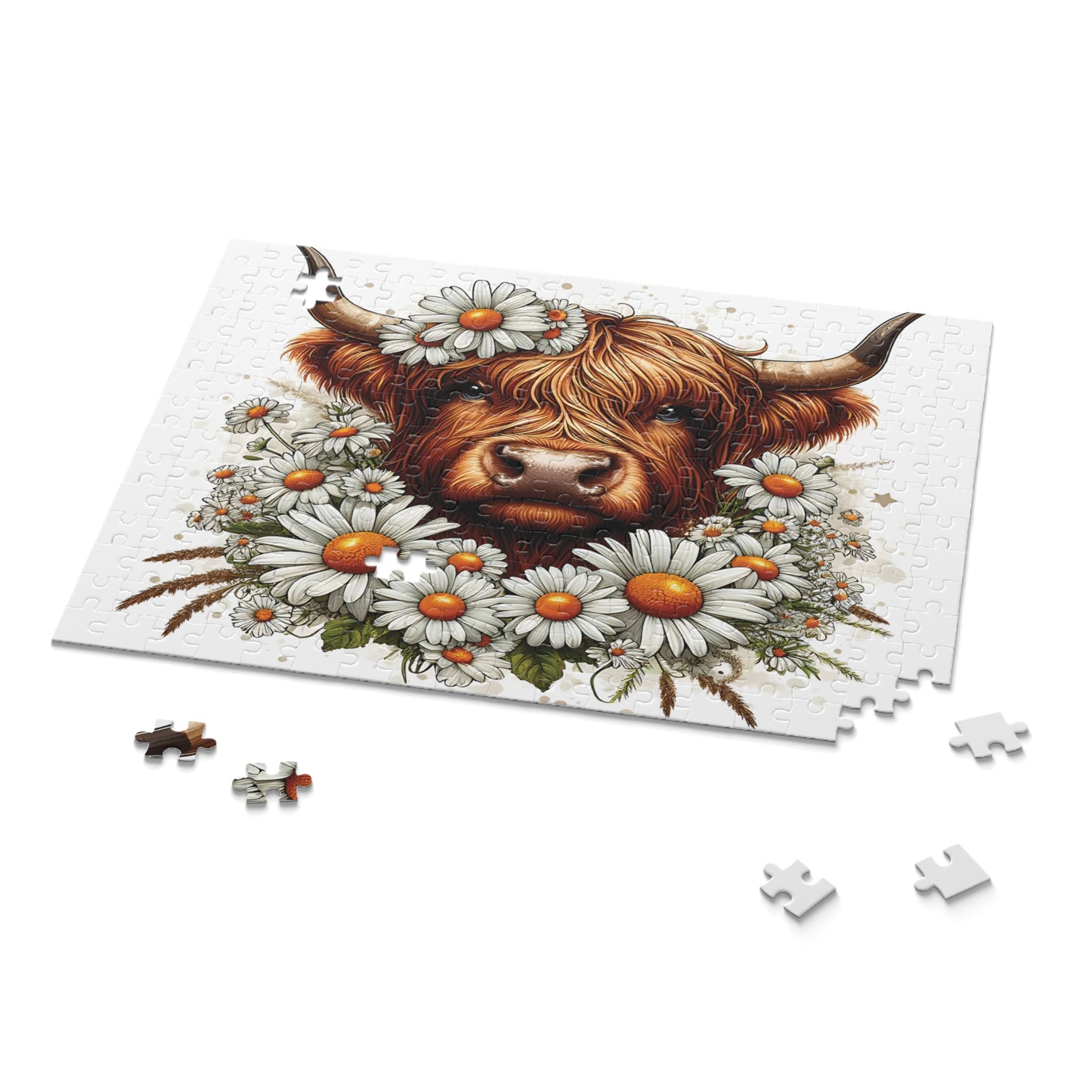 Personalised/Non-Personalised Puzzle, Highland Cow (120, 252, 500-Piece)