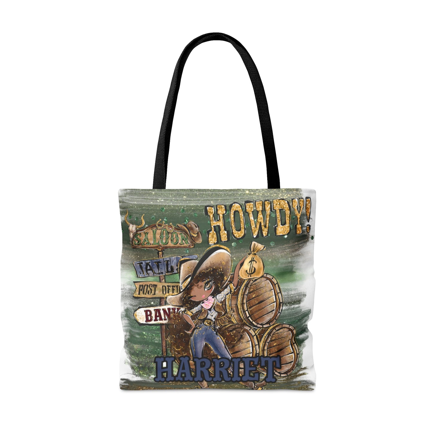 Personalised Tote Bag, Howdy, Brown Curly Hair, Olive Skin, Brown Eyes, Tote bag