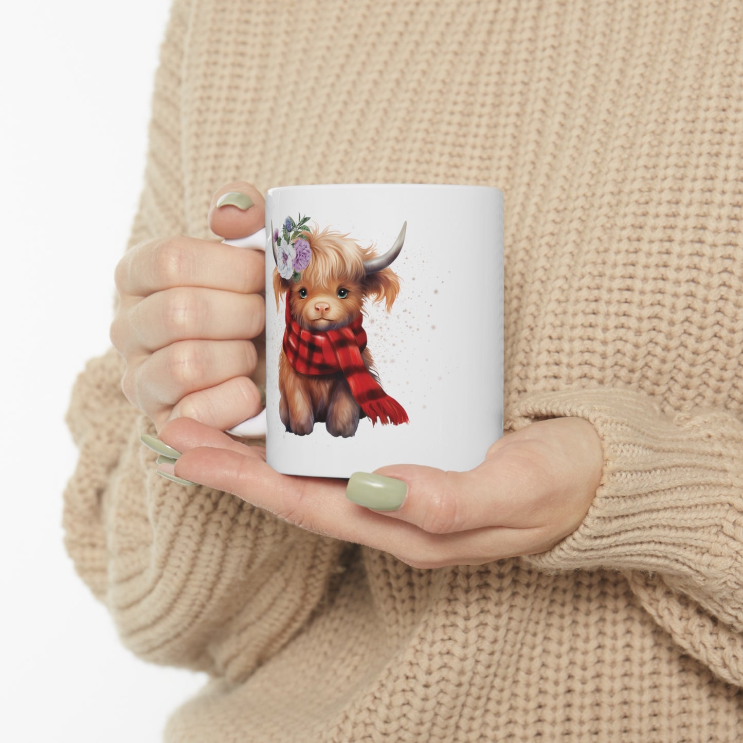 Personalised/Non Personalised Highland Cow, Ceramic Mug 11oz, Highland Cow Mug