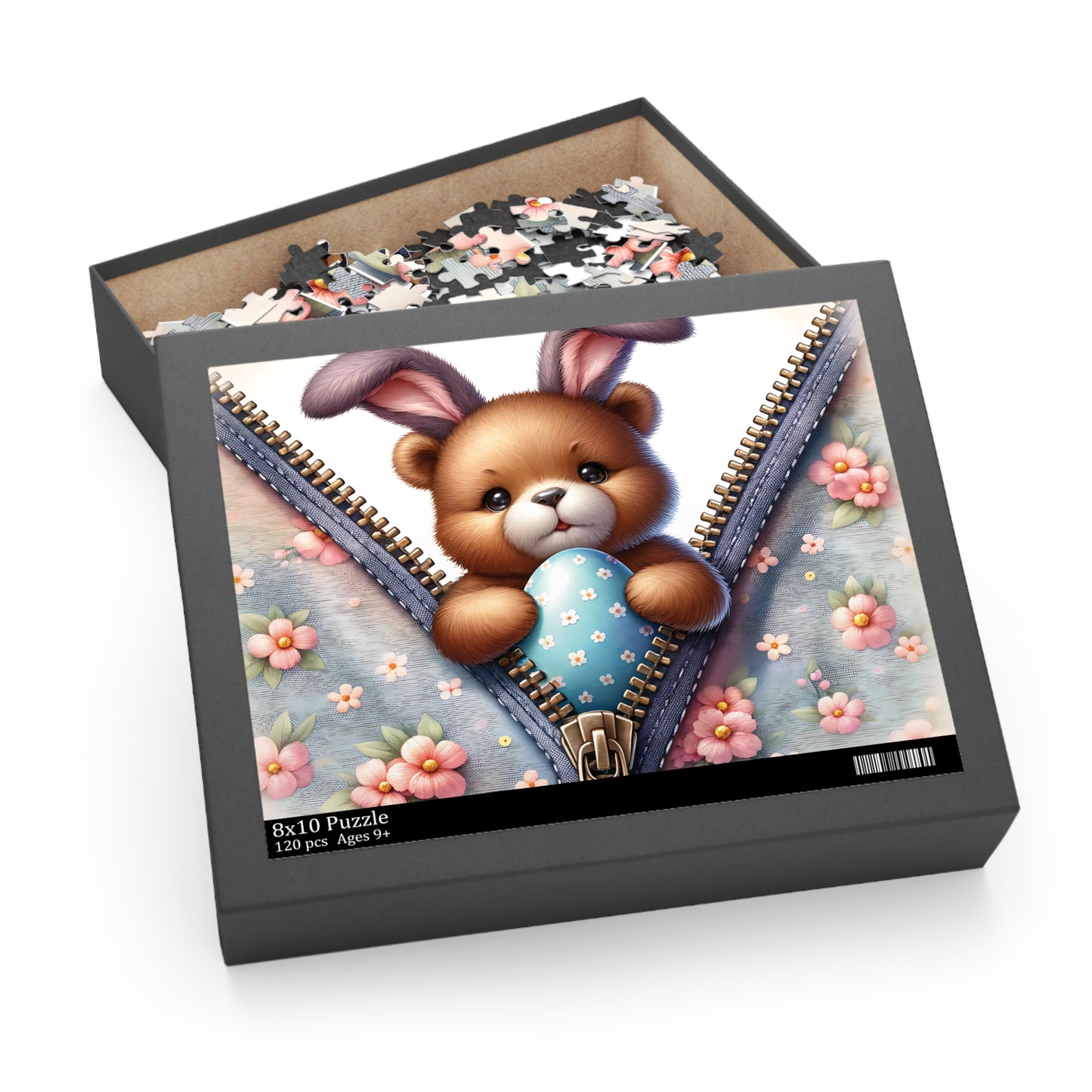 Personalised/Non-Personalised Puzzle, Easter, Bear with Bunny ears (120, 252, 500-Piece)