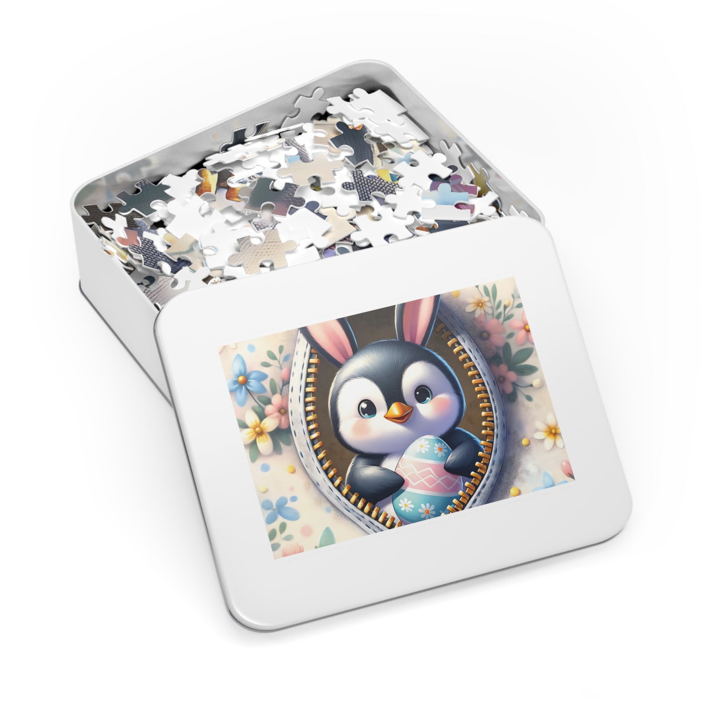 Jigsaw Puzzle, Easter, Penguin with Bunny Ears, Personalised/Non-Personalised (30, 110, 252, 500,1000-Piece)