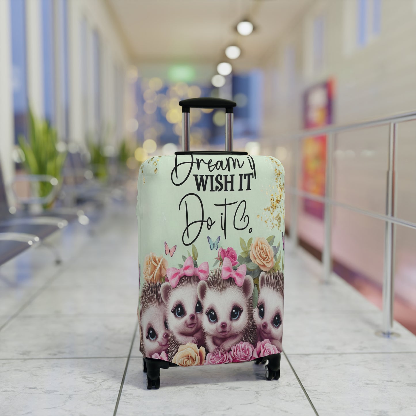 Luggage Cover, Cute Hedgehogs, Dream it, Wish it, Do it, awd-1650