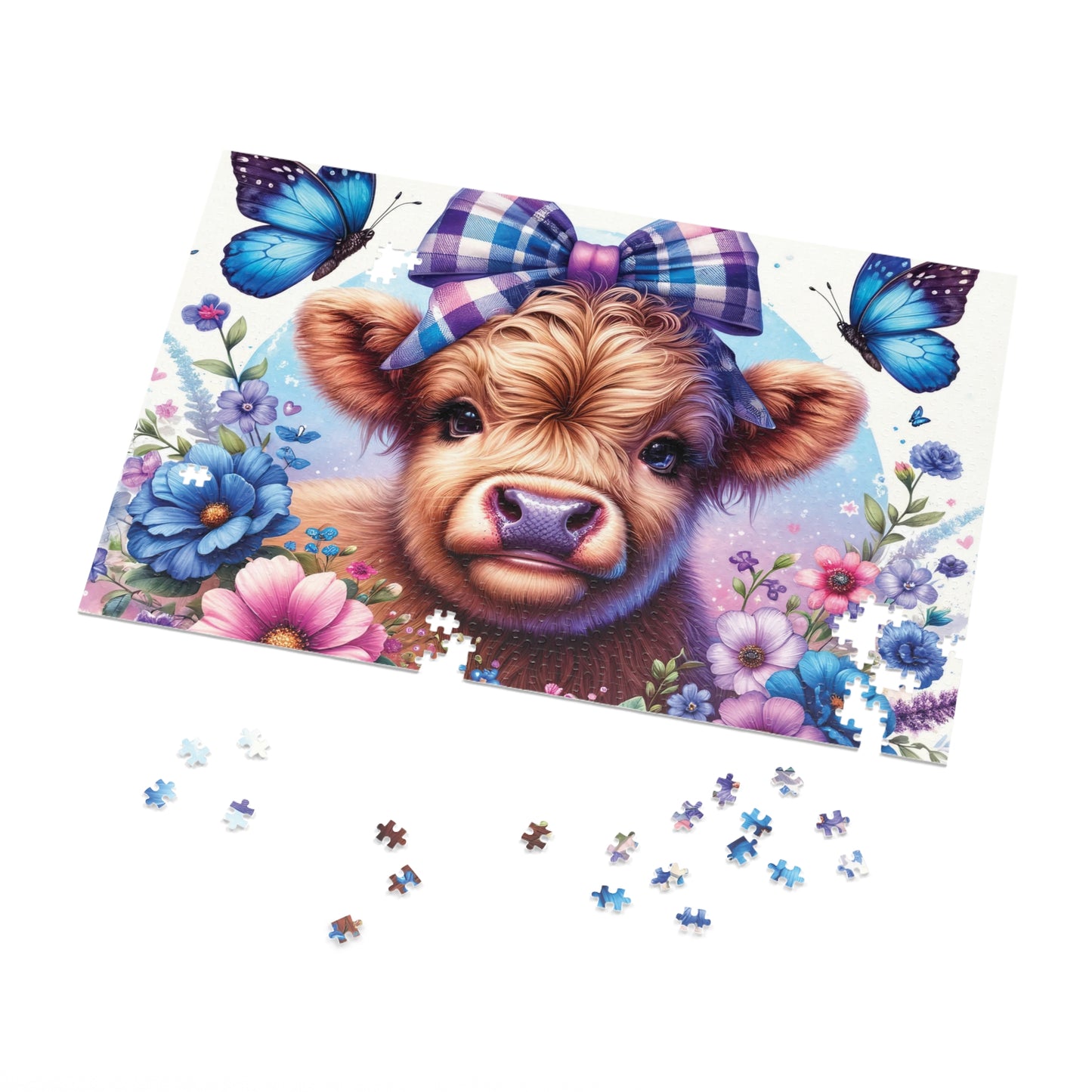 Jigsaw Puzzle, Highland Cow, Personalised/Non-Personalised (30, 110, 252, 500,1000-Piece)