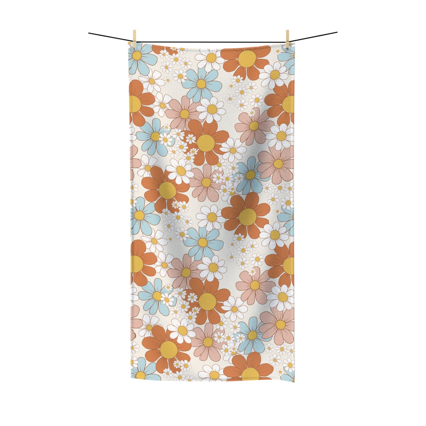 Beach Towel, Retro Flowers, Polycotton Towel