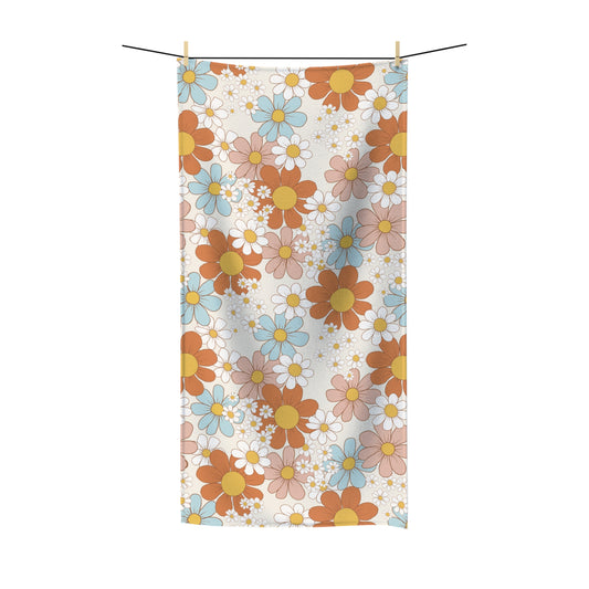 Beach Towel, Retro Flowers, Polycotton Towel