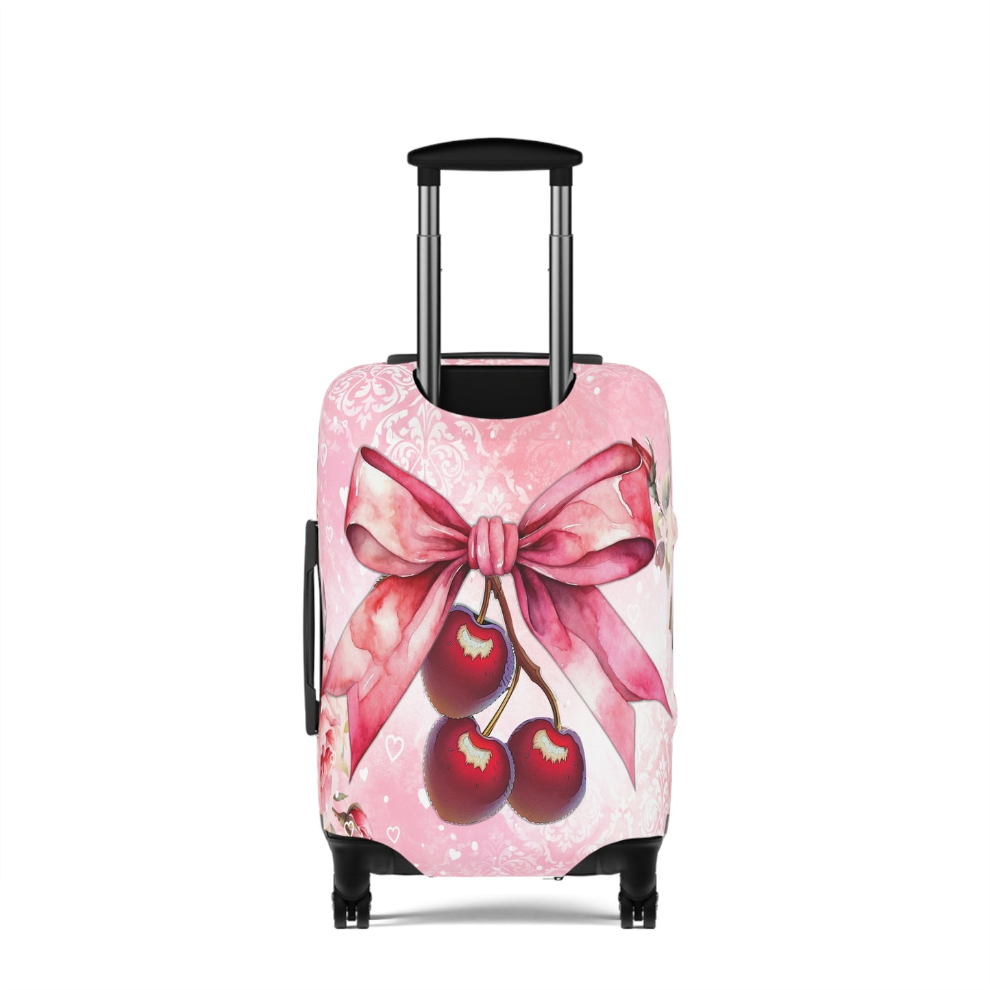 Luggage Cover, Rockabilly, Coquette, Pink Watercolour, Roses, Cherries and Ribbon, awd-2520