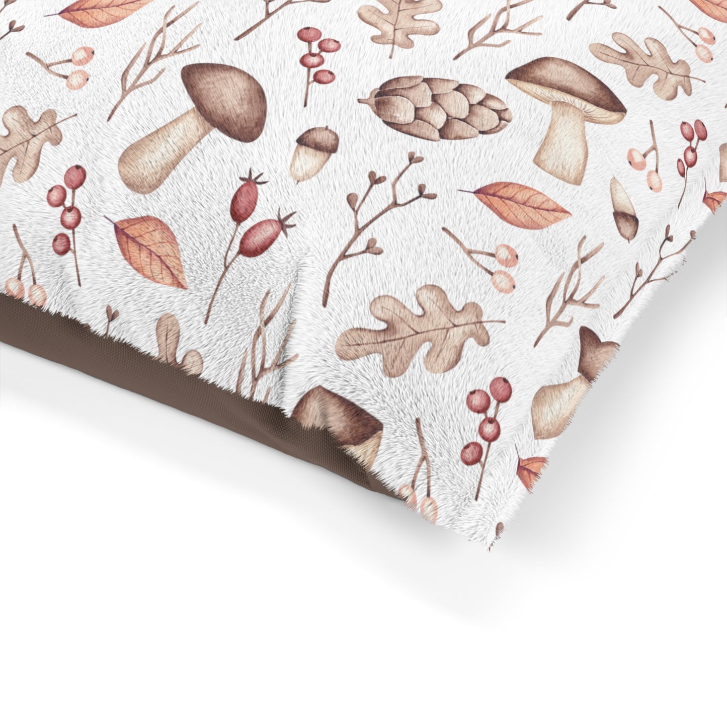 Luxury Pet Bed, feather soft fleece, Mushroom Print