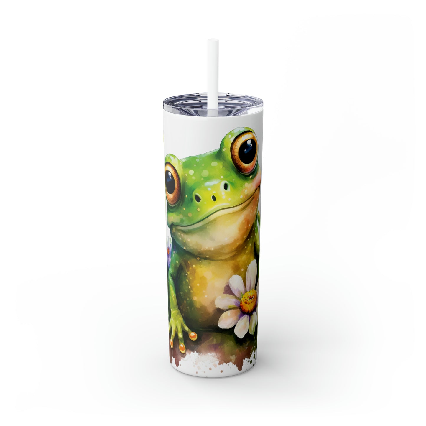 Skinny Tumbler with Straw, 20oz, Frog, awd-543