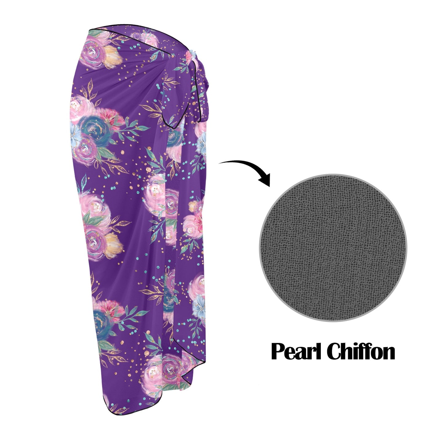 Purple Floral Long Beach Sarong Wrap