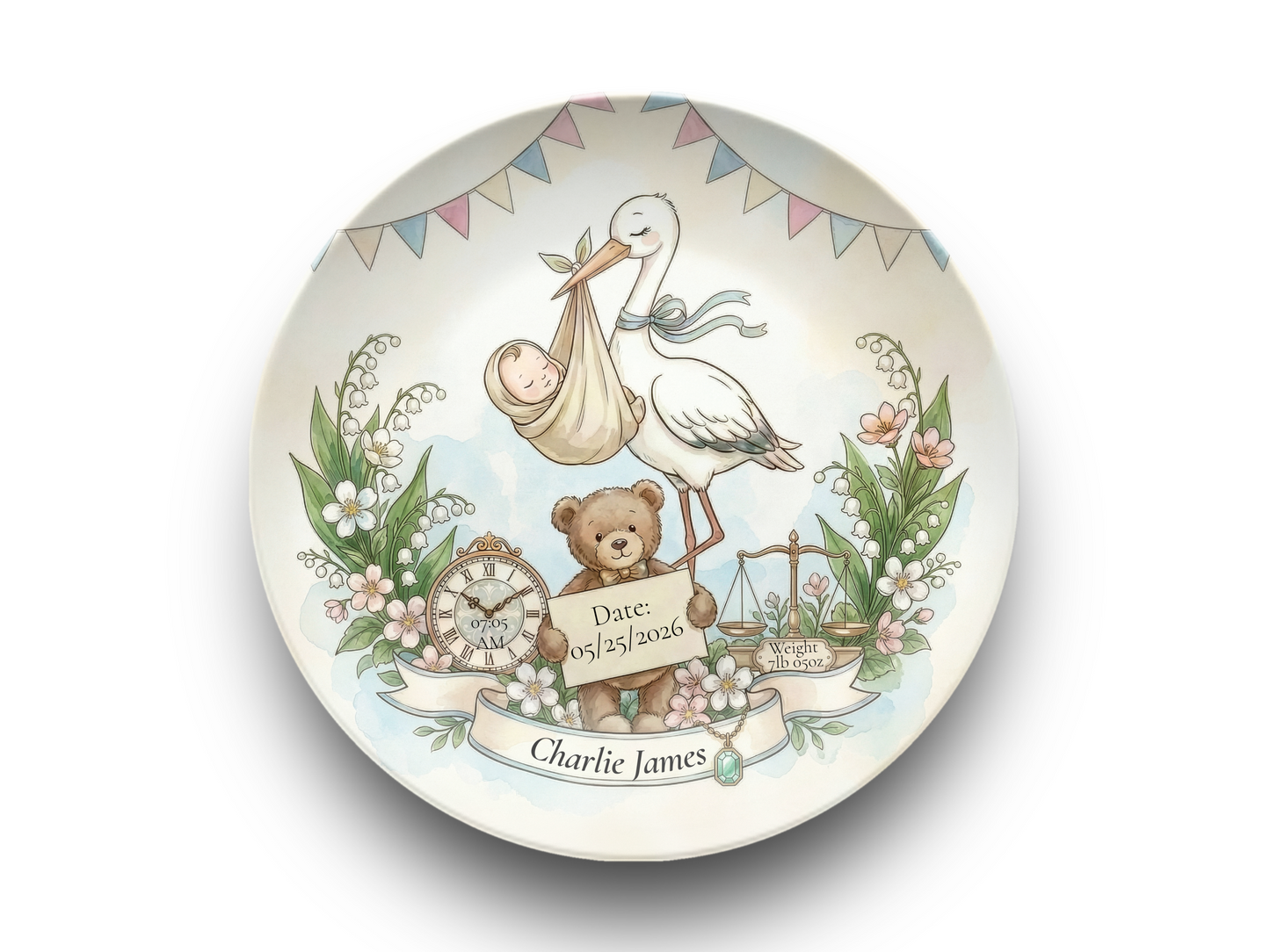 Personalised Baby Keepsake Plate | Birth Details Plate | Newborn Gift | Custom Baby Name Plate | Baby Shower Gift | First Birthday Keepsake