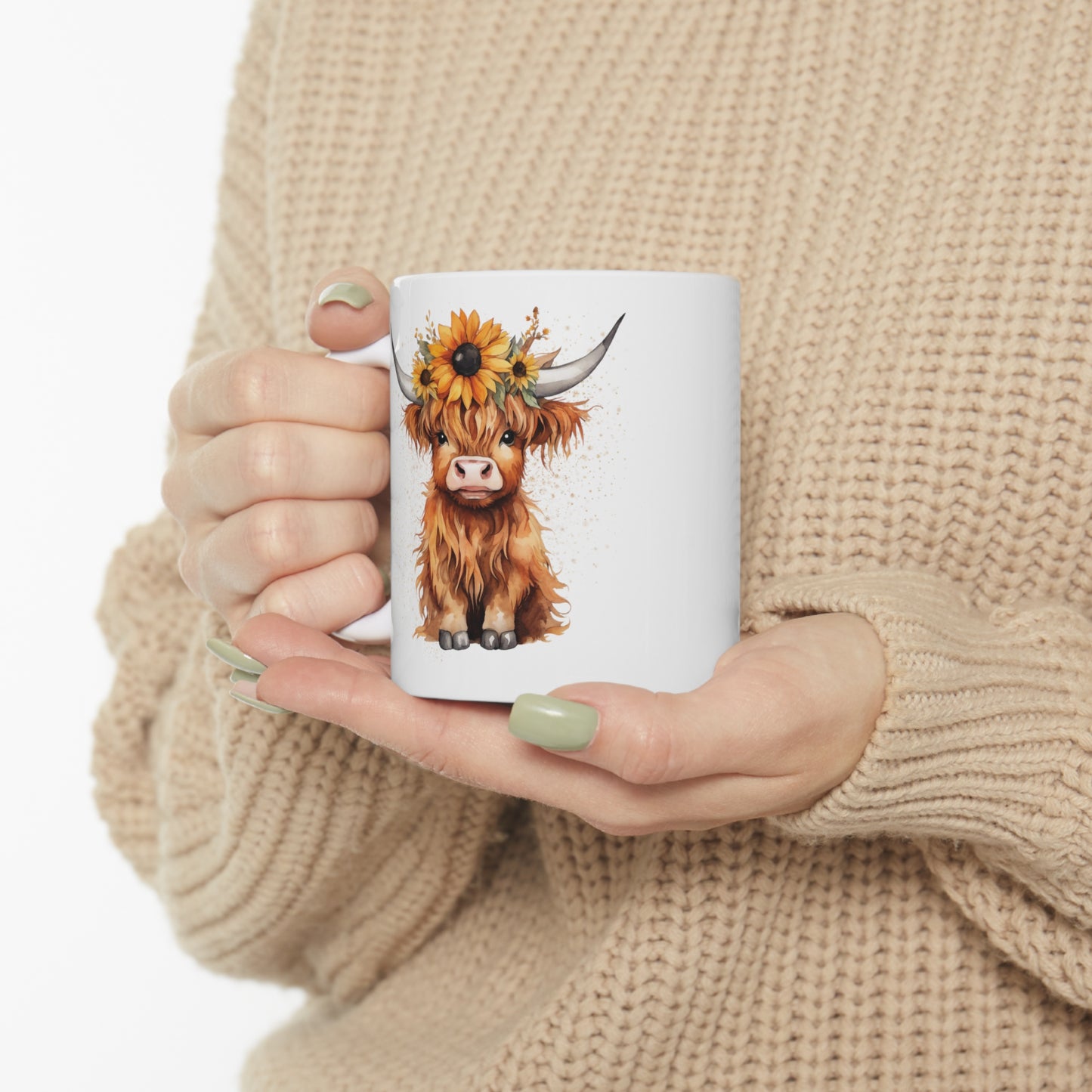 Personalised/Non Personalised Highland Cow, Ceramic Mug 11oz, Highland Cow Mug