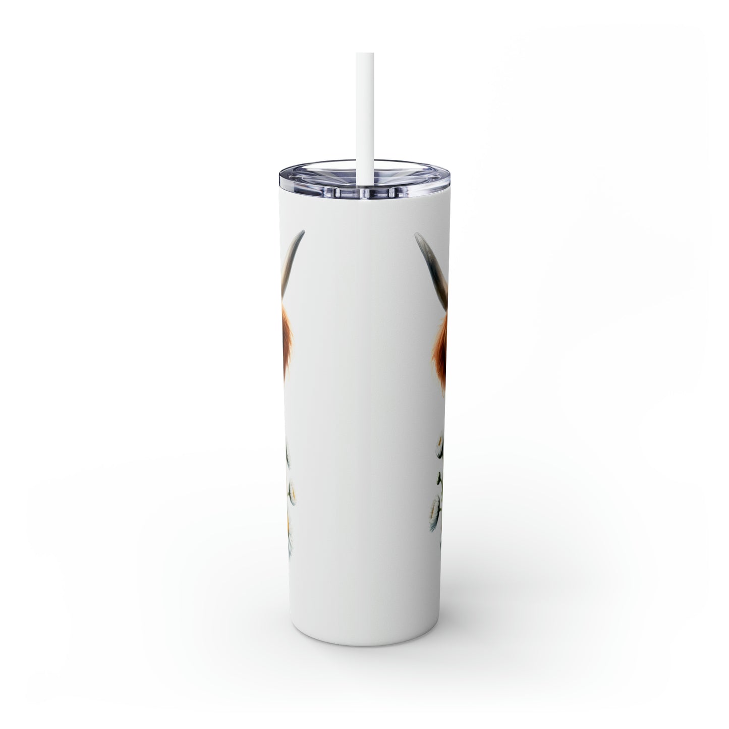 Skinny Tumbler with Straw, 20oz Highlander Cow