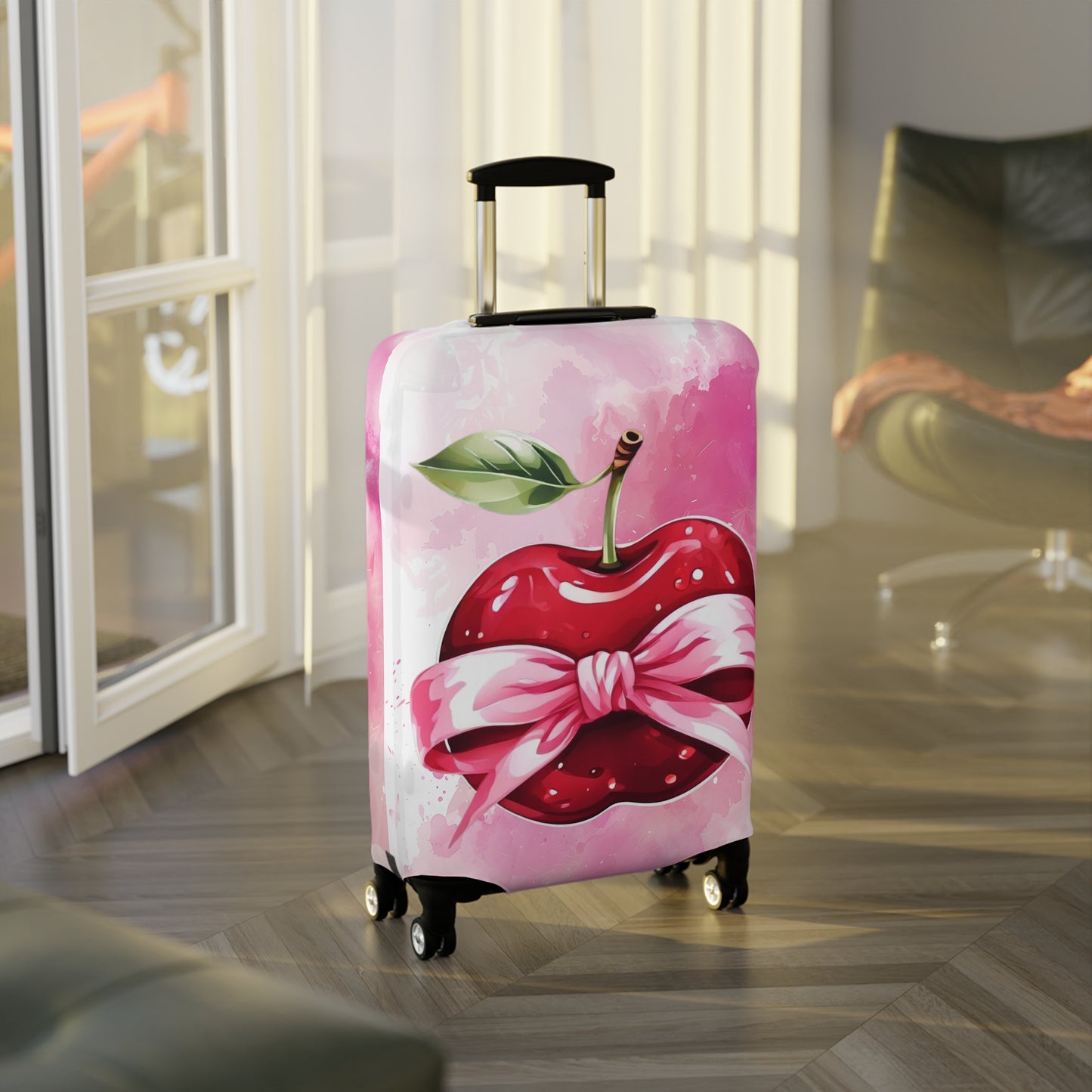 Luggage Cover, Rockabilly, Coquette, Pink Watercolour, Apple and Ribbon, awd-2527