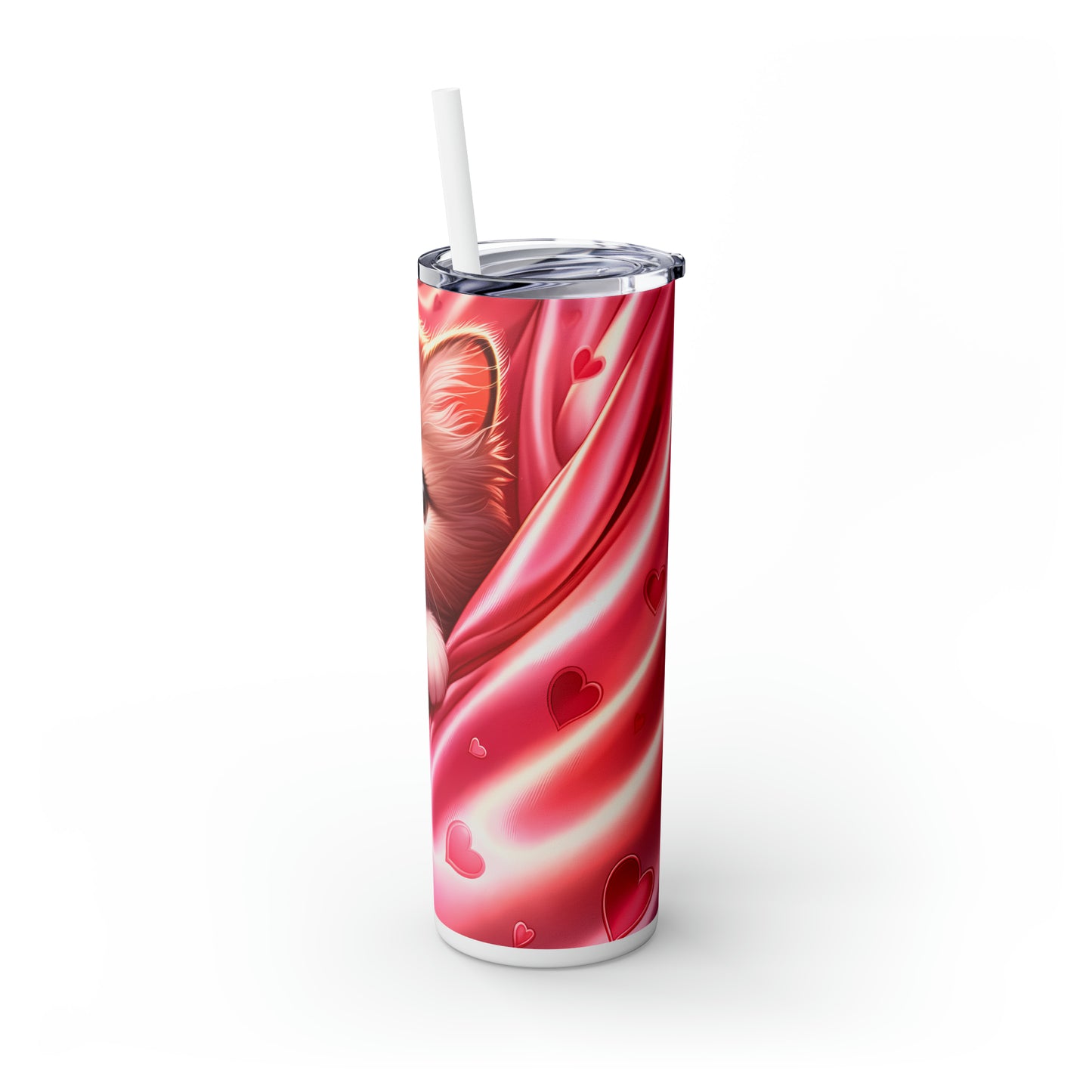 Skinny Tumbler with Straw, 20oz, Cat, Valentines Day, awd-926